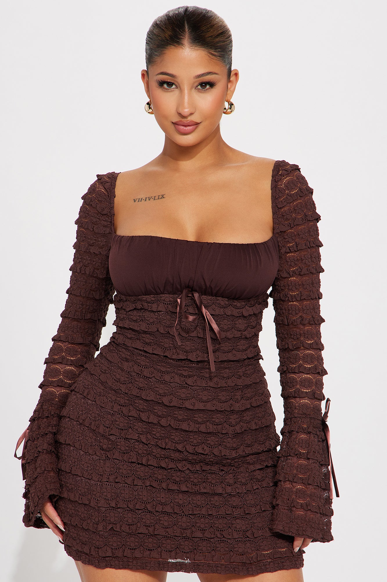 Espresso Lace Mini Dress