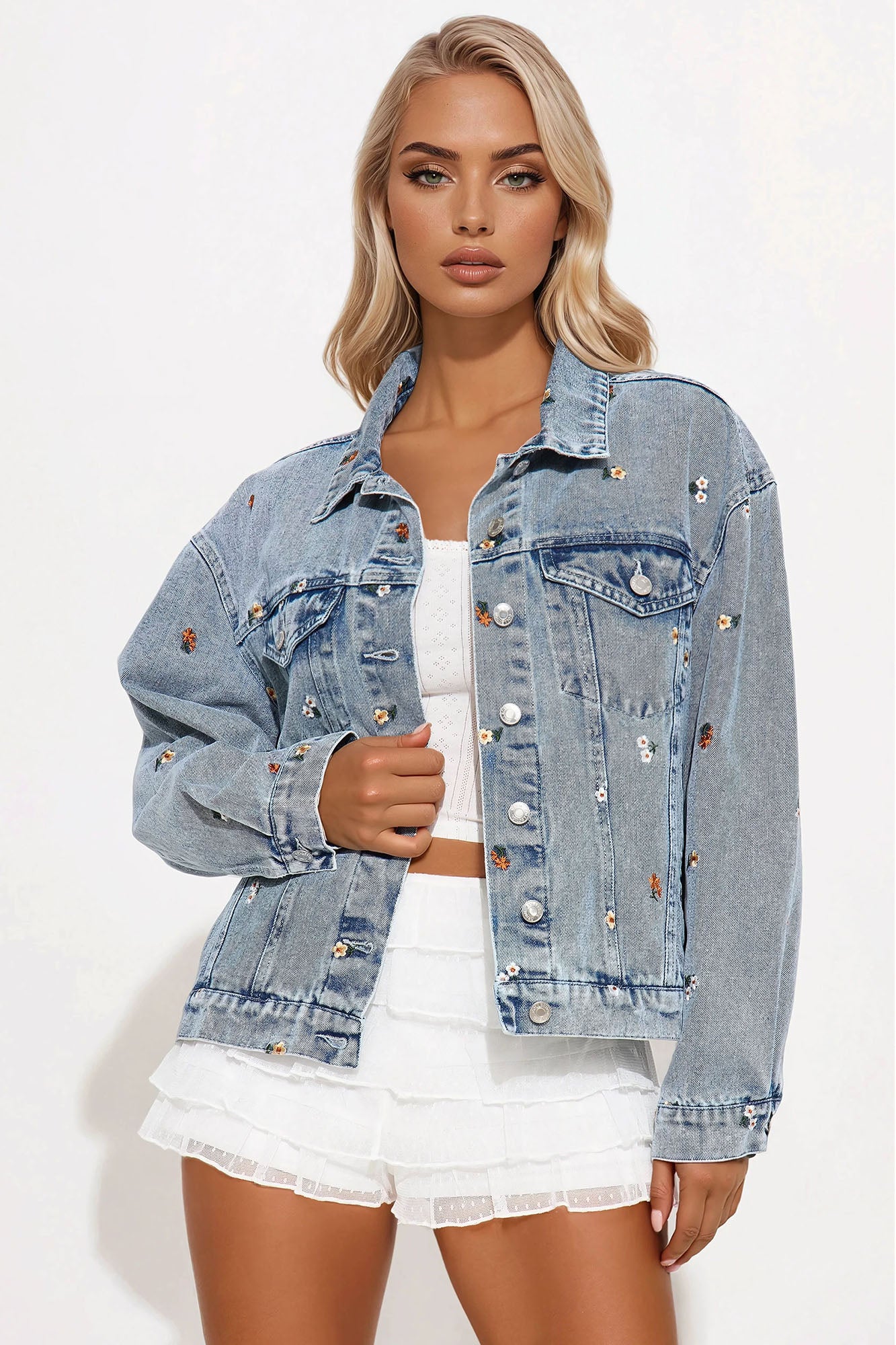 Olivia Floral Denim Jacket