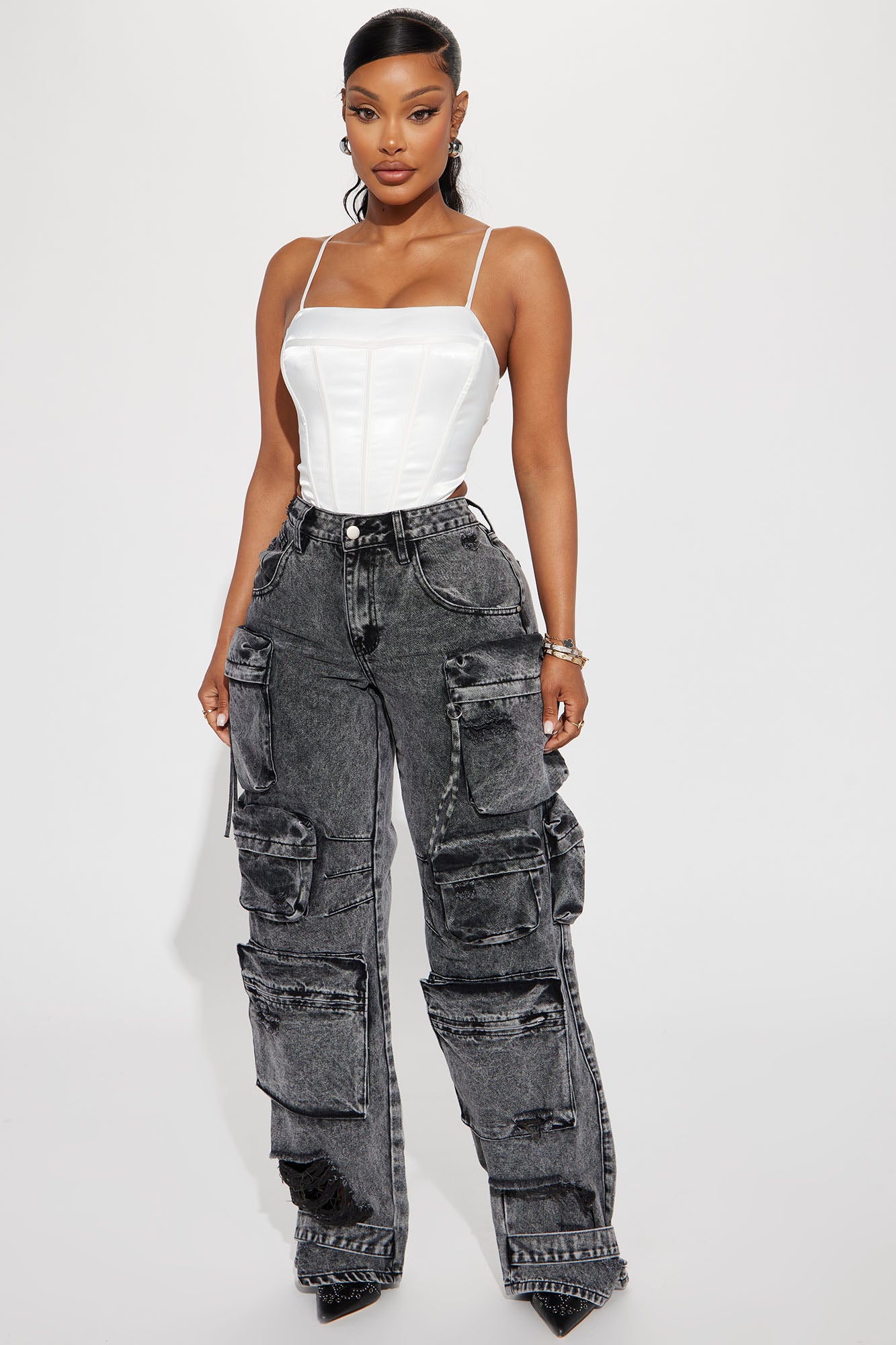 Millie Non Stretch Ripped Cargo Jeans