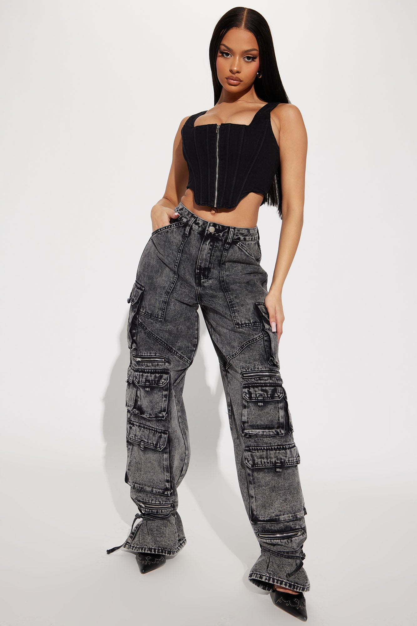 In The Mix Ankle Tie Cargo Jean