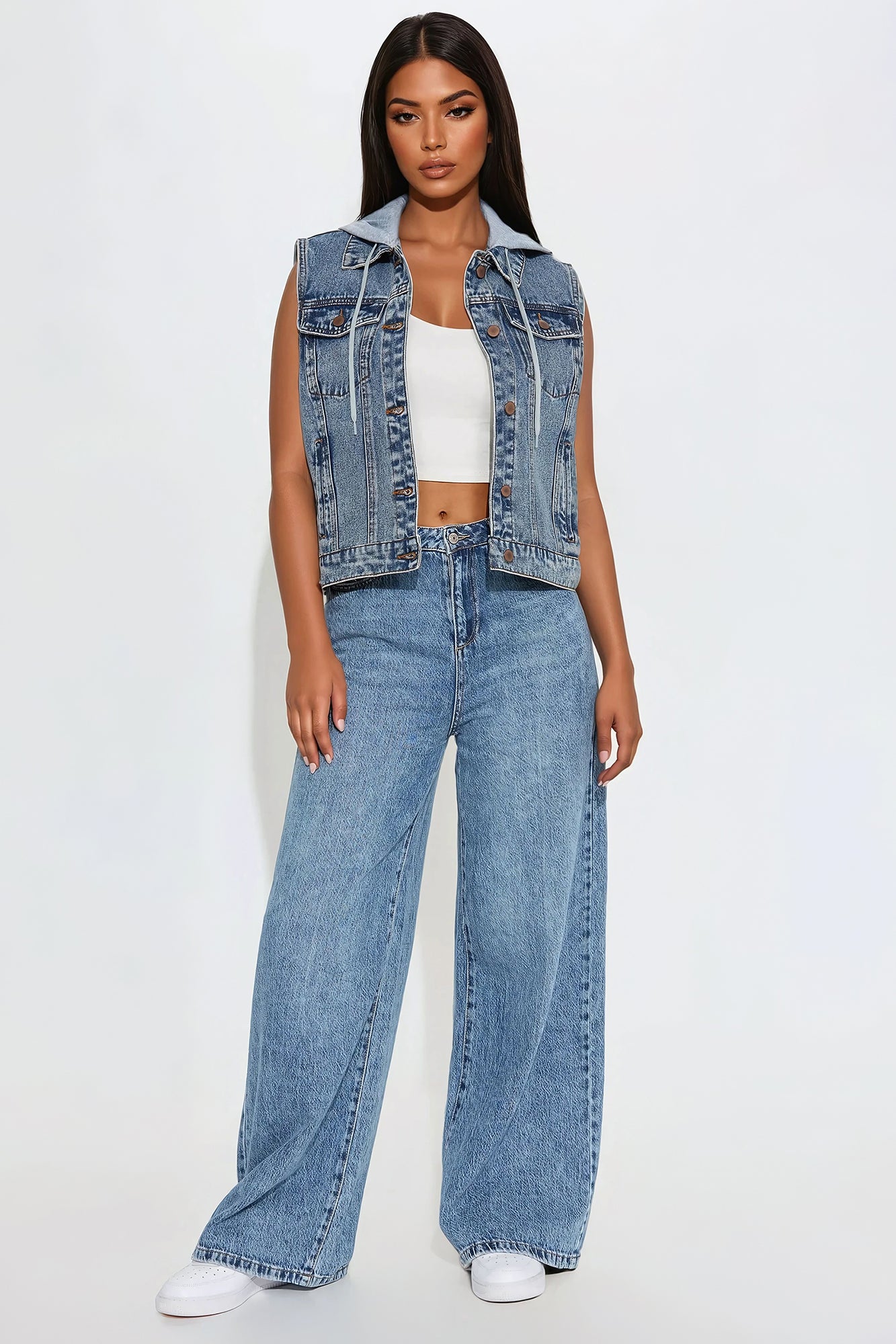 Denise Hooded Denim Vest