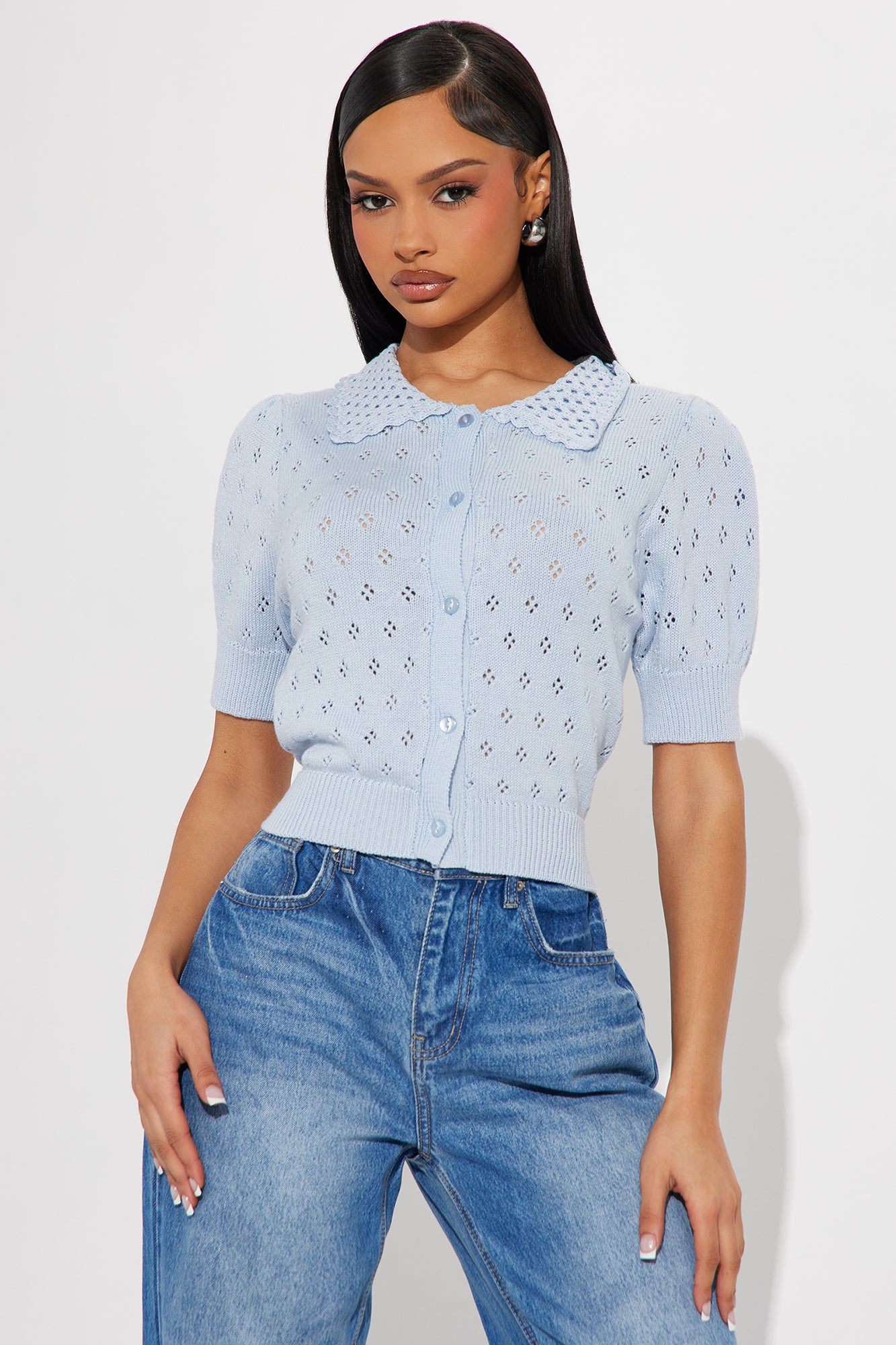 Flirty Pointelle Cardigan Sweater