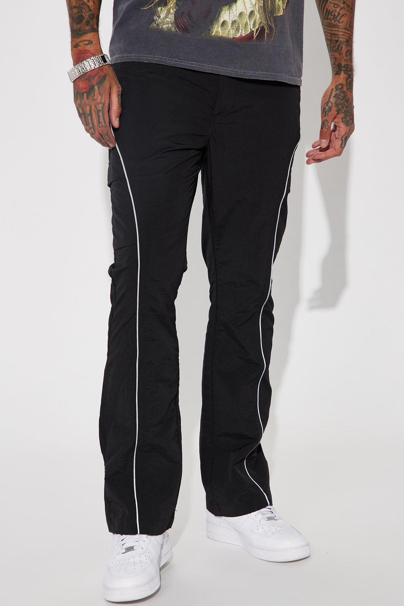 Shake It Down Nylon Stacked Slim Flare Pants