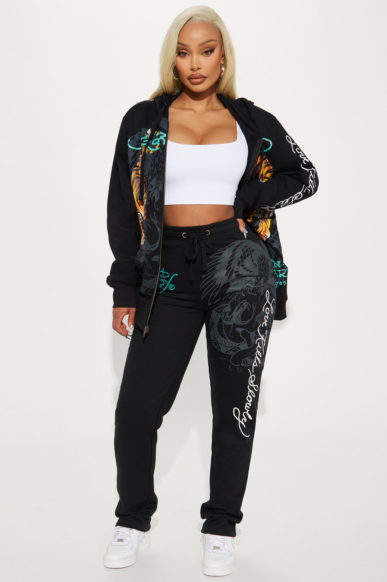 Ed Hardy Crawling Tigers Wide Leg Pant