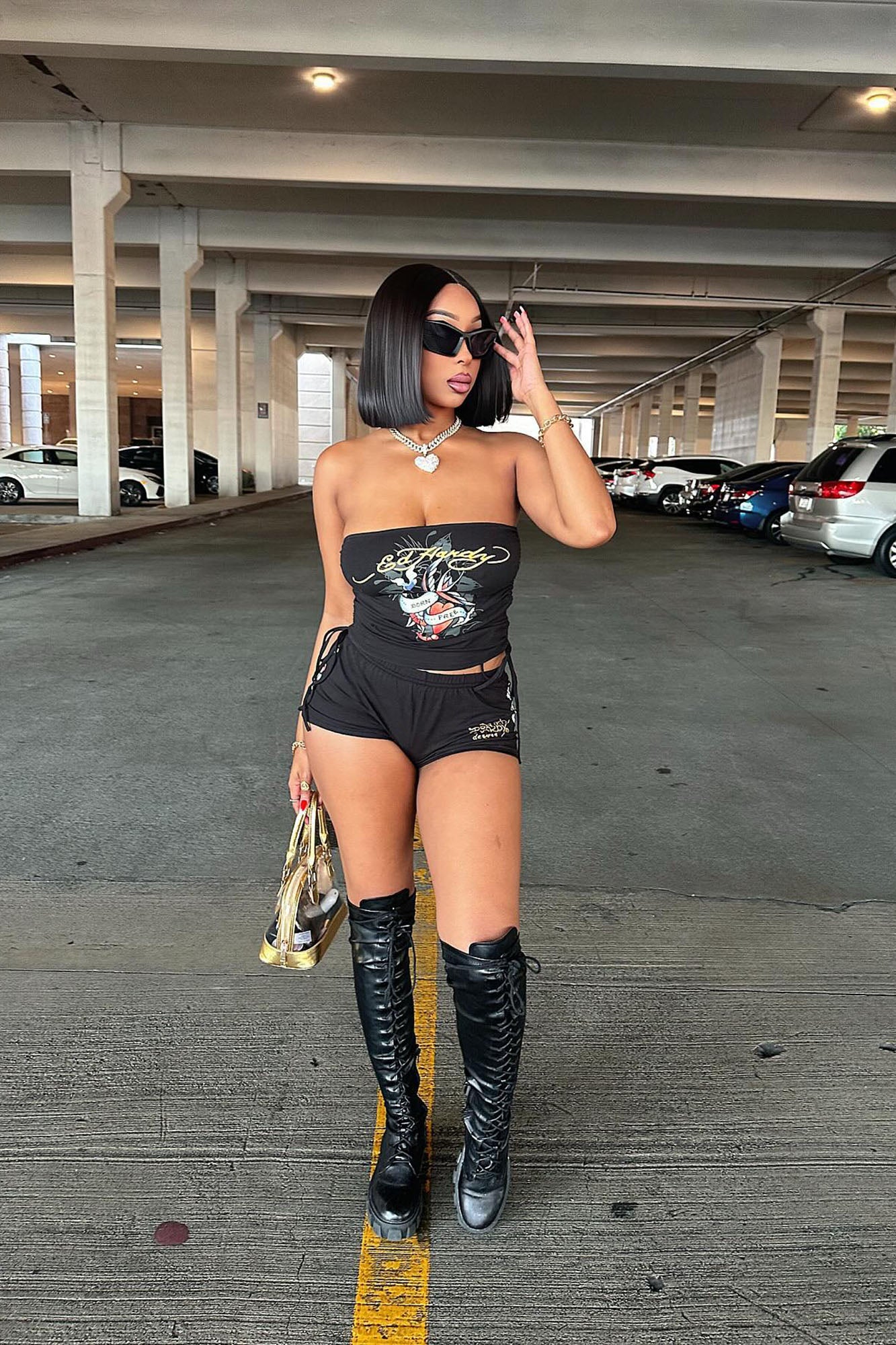 Ed Hardy Bird And Hearts Tube Top