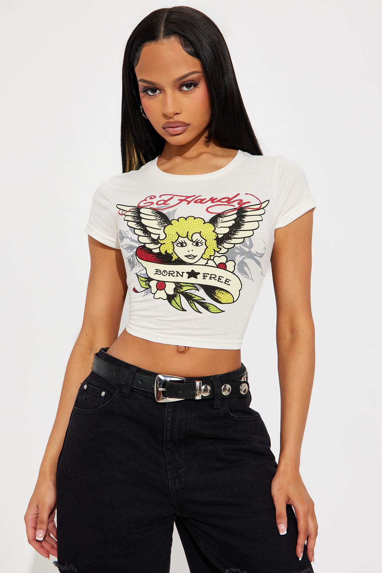 Ed Hardy Cherub Rhinestone Baby Tee