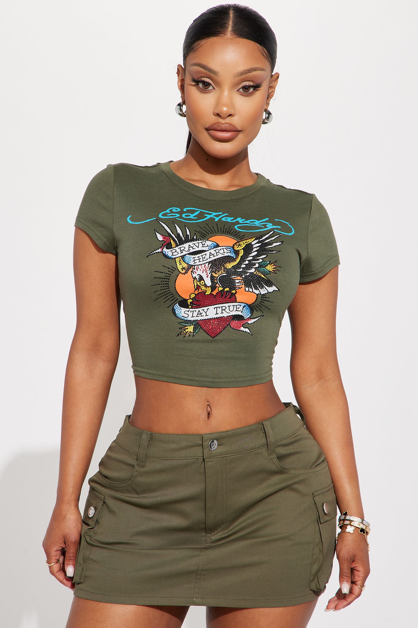 Ed Hardy Eagle Rhinestone Tee