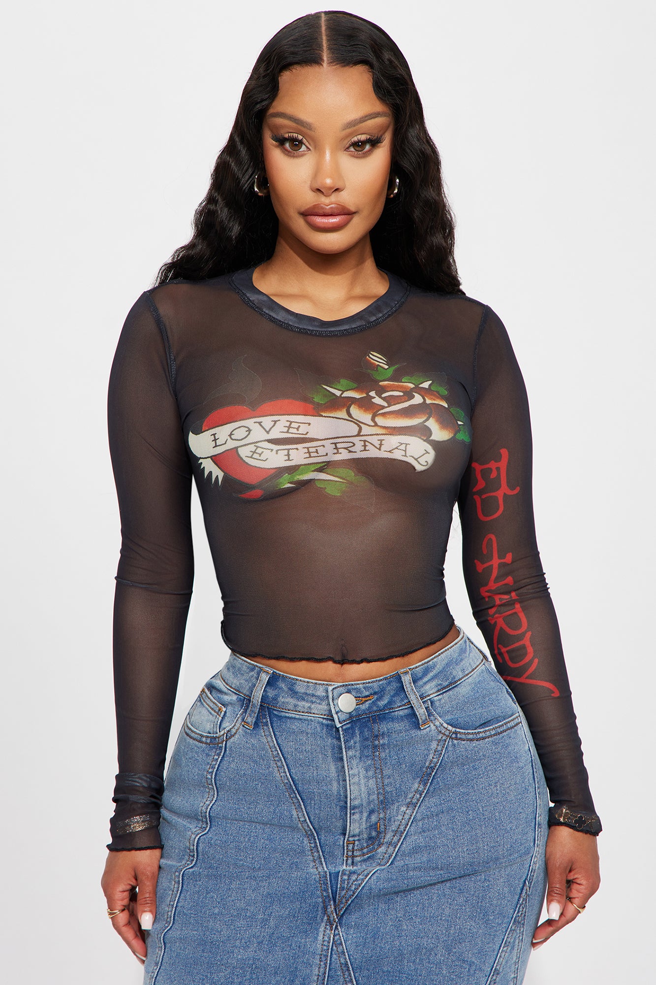 Ed Hardy Eternal Love Mesh Top