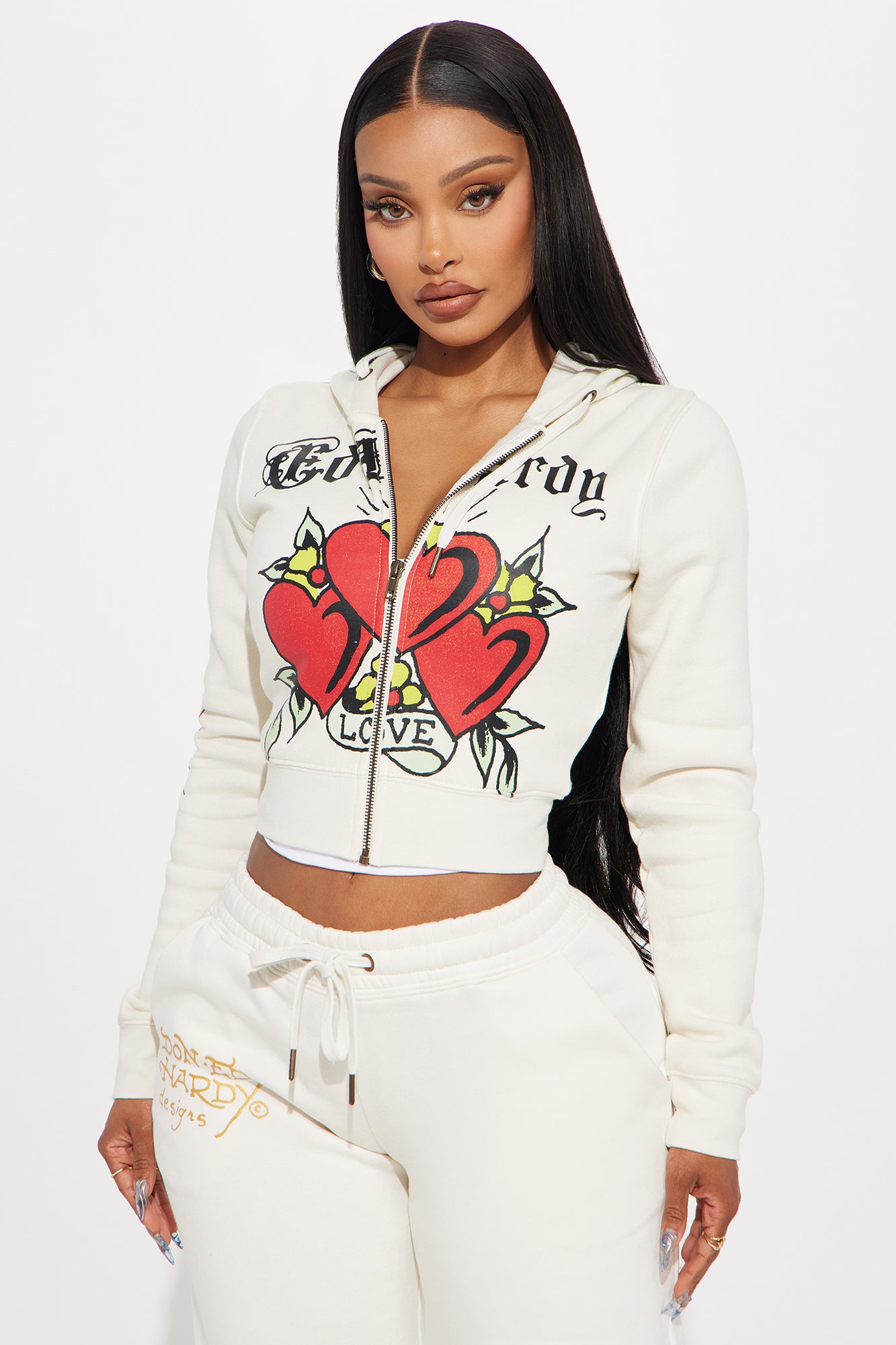 Ed Hardy Hearts Zip Front Hoodie