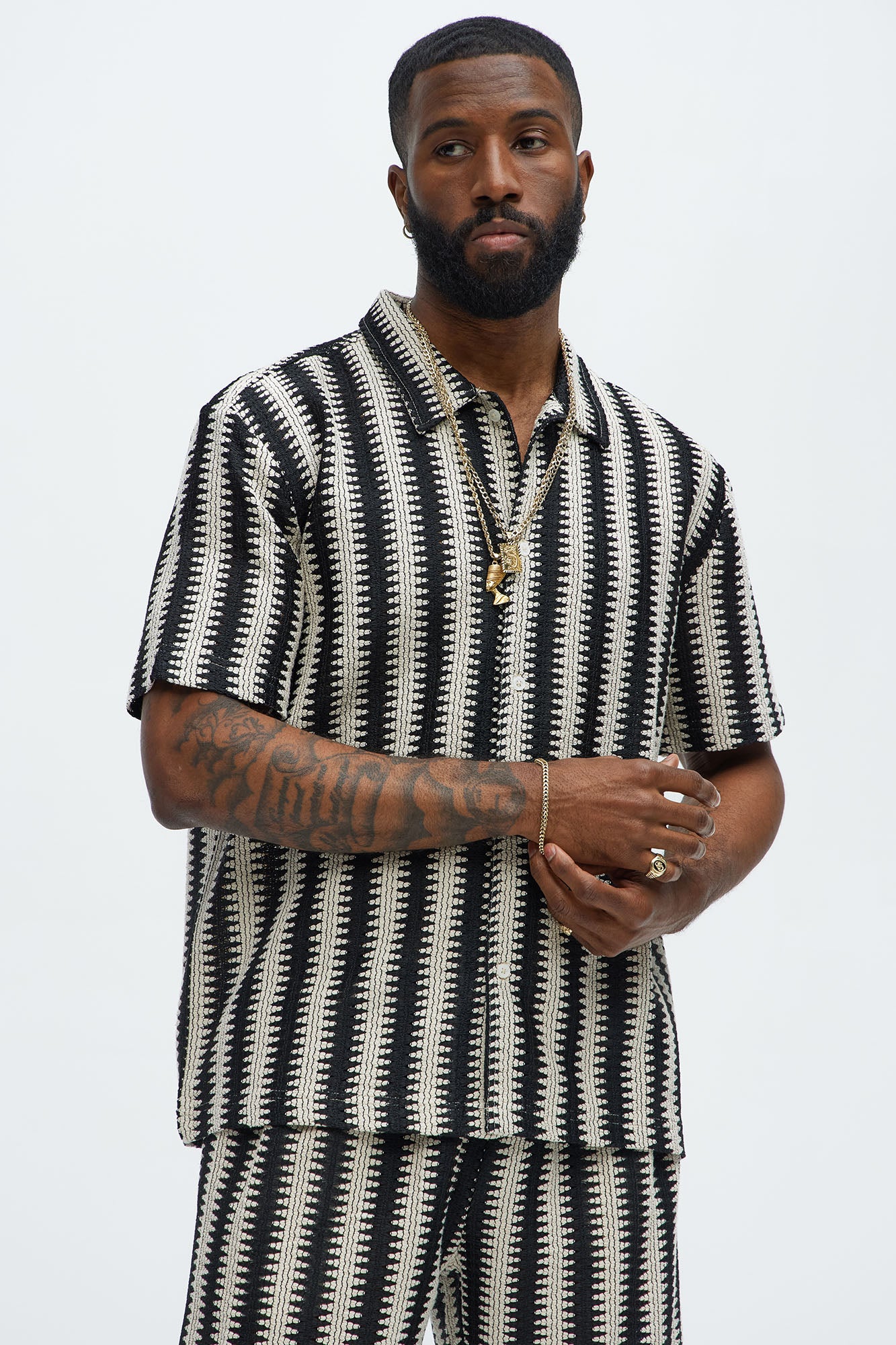 Summit Striped Short Sleeve Button Up