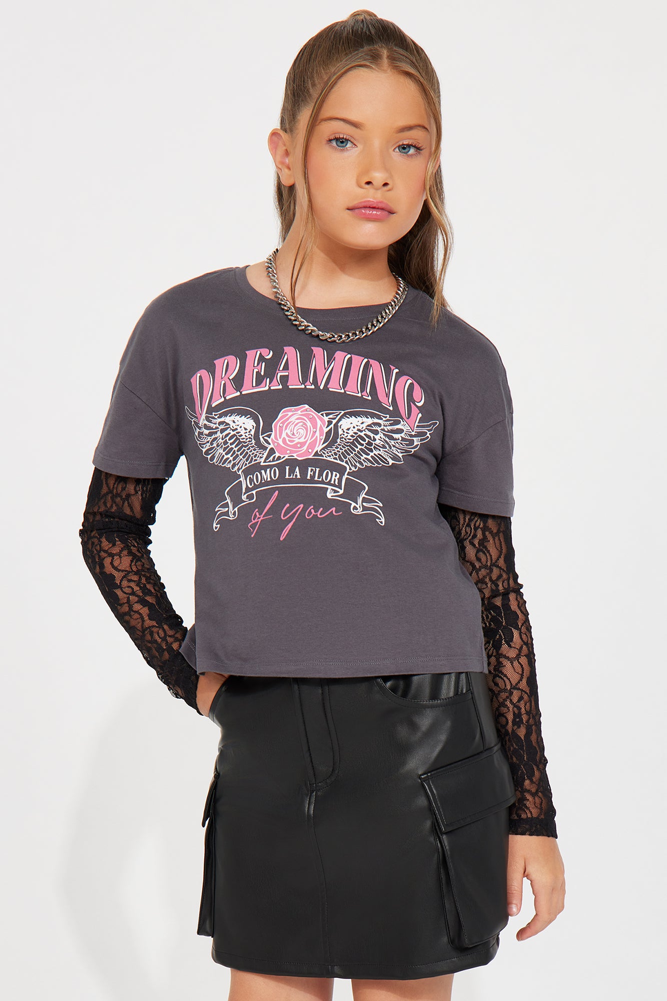 Mini Dreaming Black Lace Long Sleeve