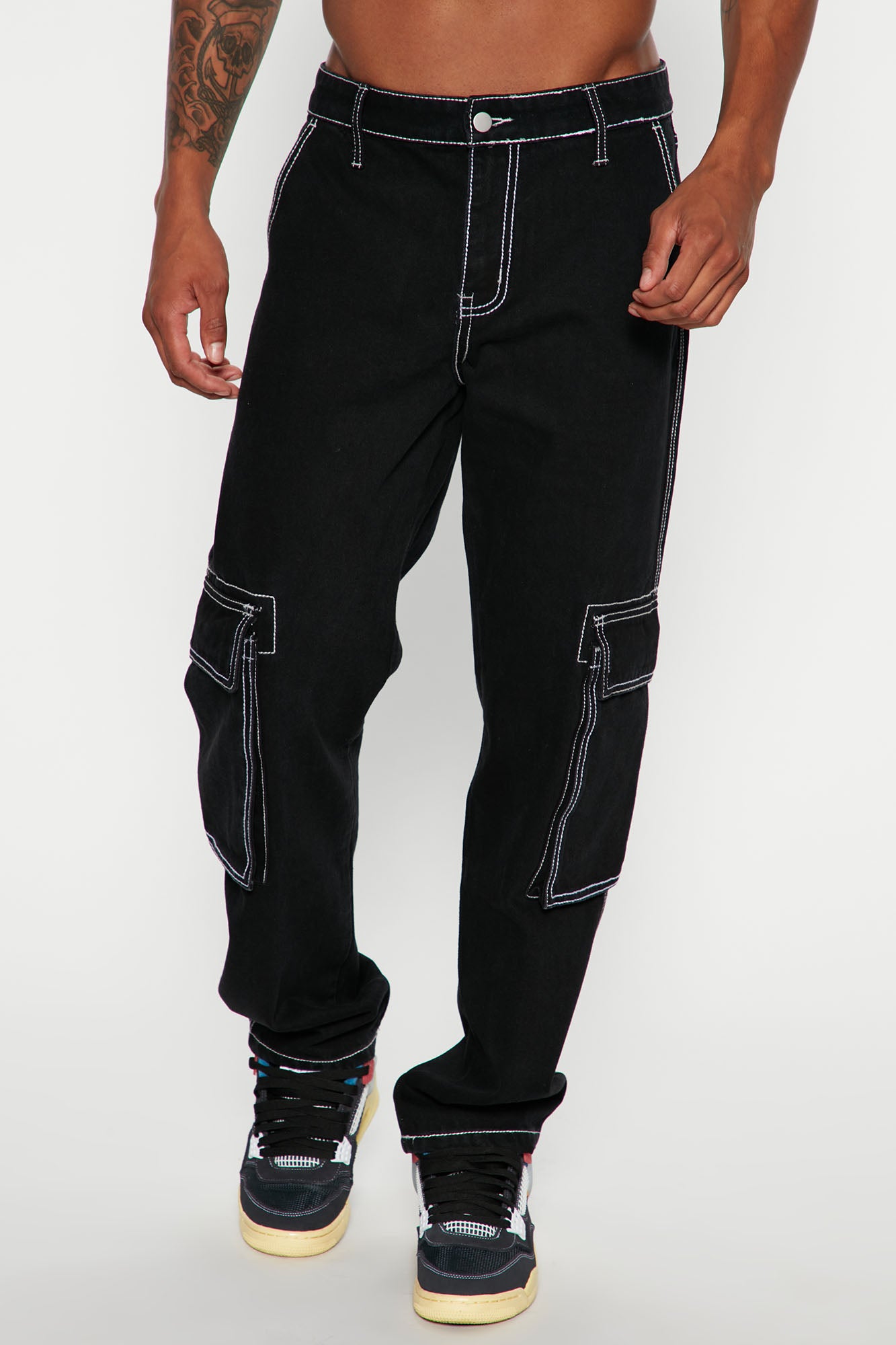 Contrast Lining Carpenter Straight Jeans
