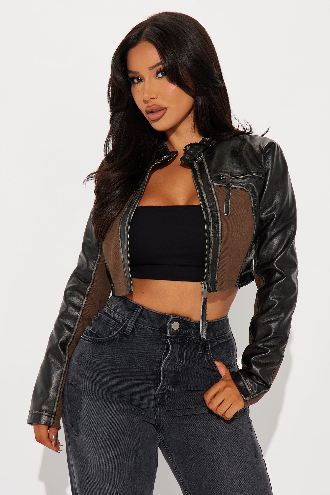 Piper Washed Faux Leather Moto Jacket