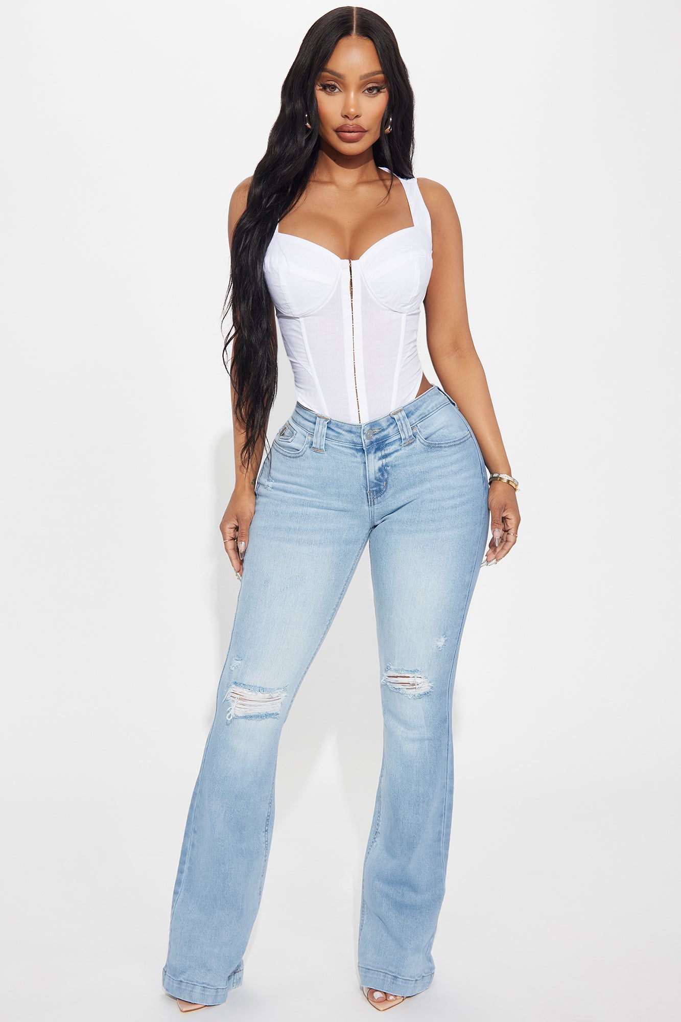 Checking It Out Stretch Flare Jeans