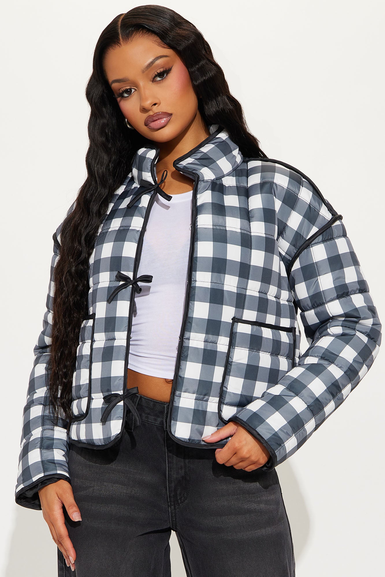 Sweet As Ever Lightweight Quilted Plaid Jacket
