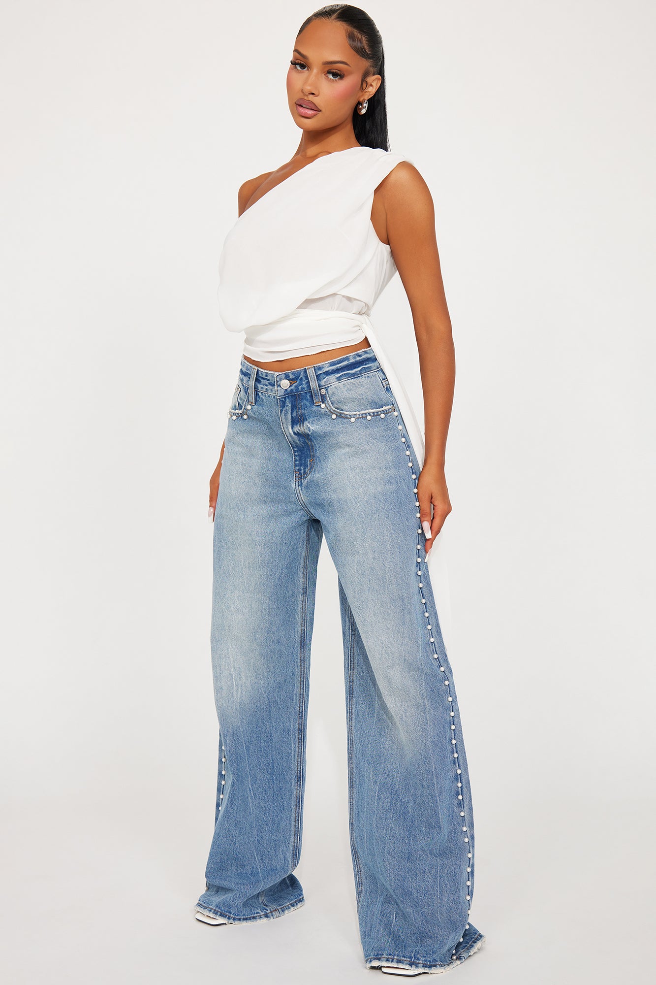 Clutching My Pearls Baggy Wide Leg Jeans