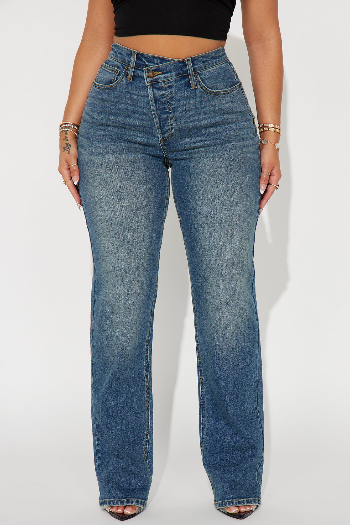 In Sync Stretch Crossover Straight Leg Jeans