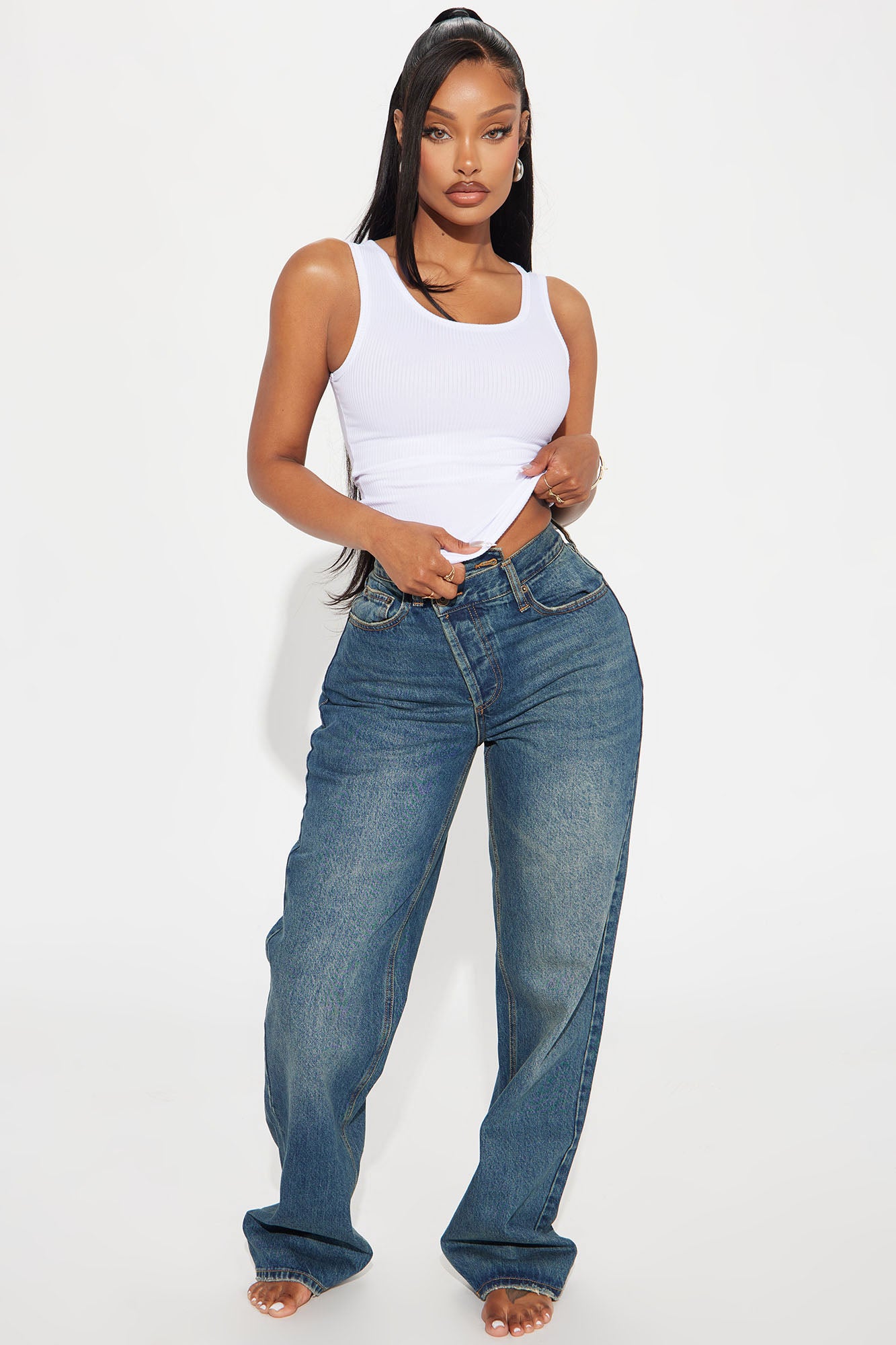 Crossover Straight Leg Tinted Jeans