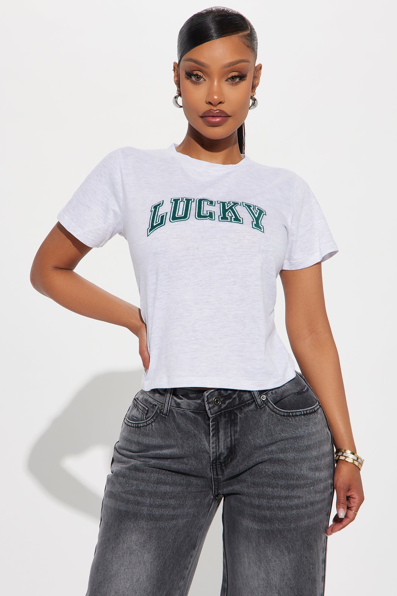 She's So Lucky Embroidered Tee