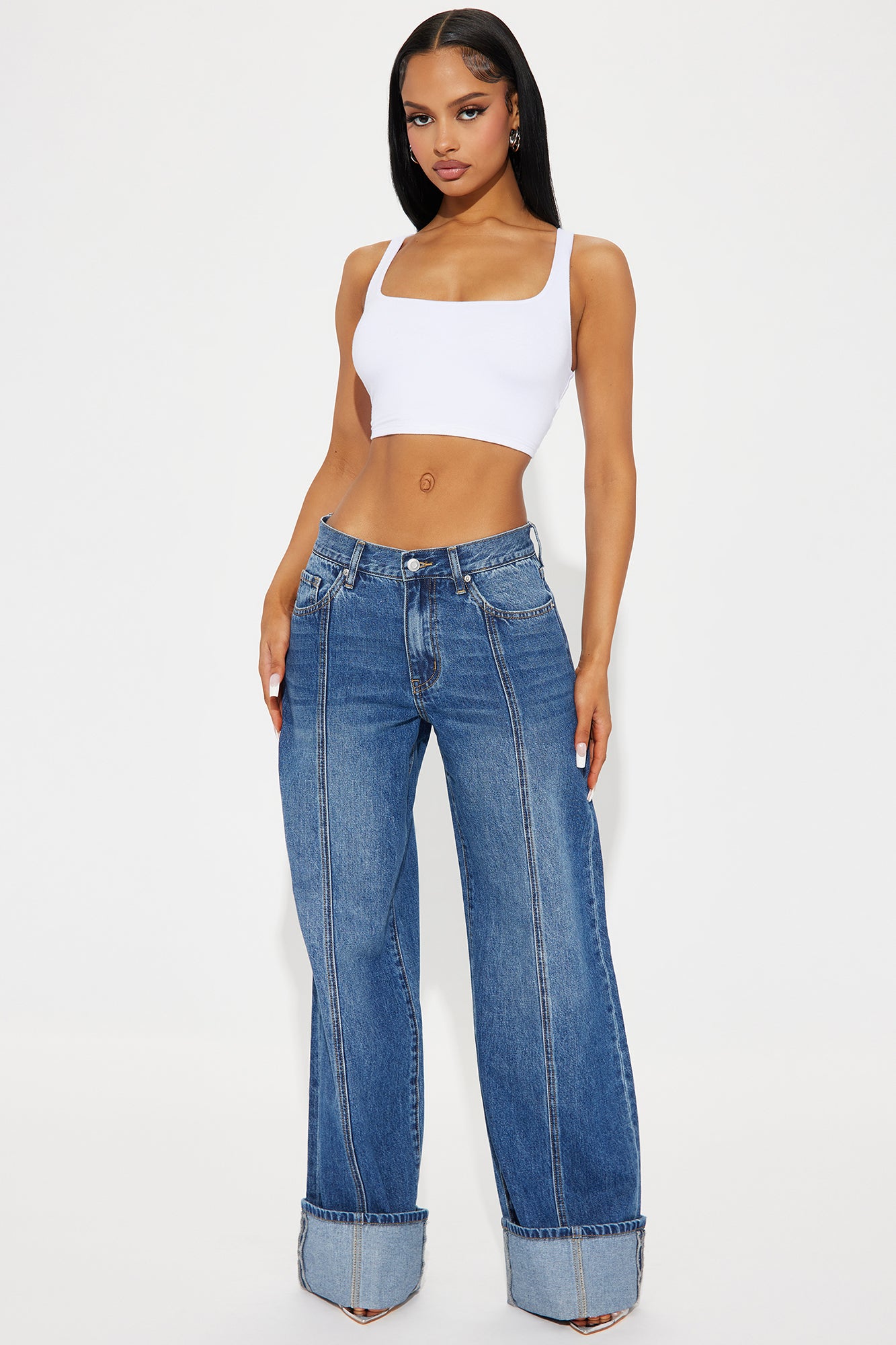 Unpredictable Cuffed Wide Leg Jeans