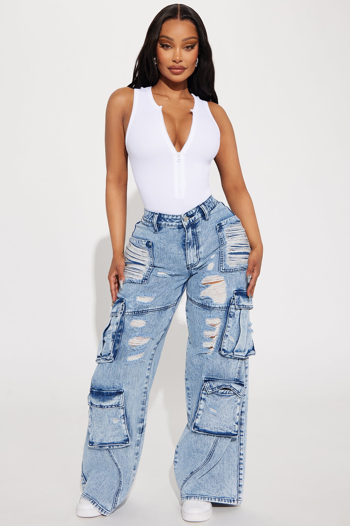 Proving It Ripped Baggy Cargo Jeans