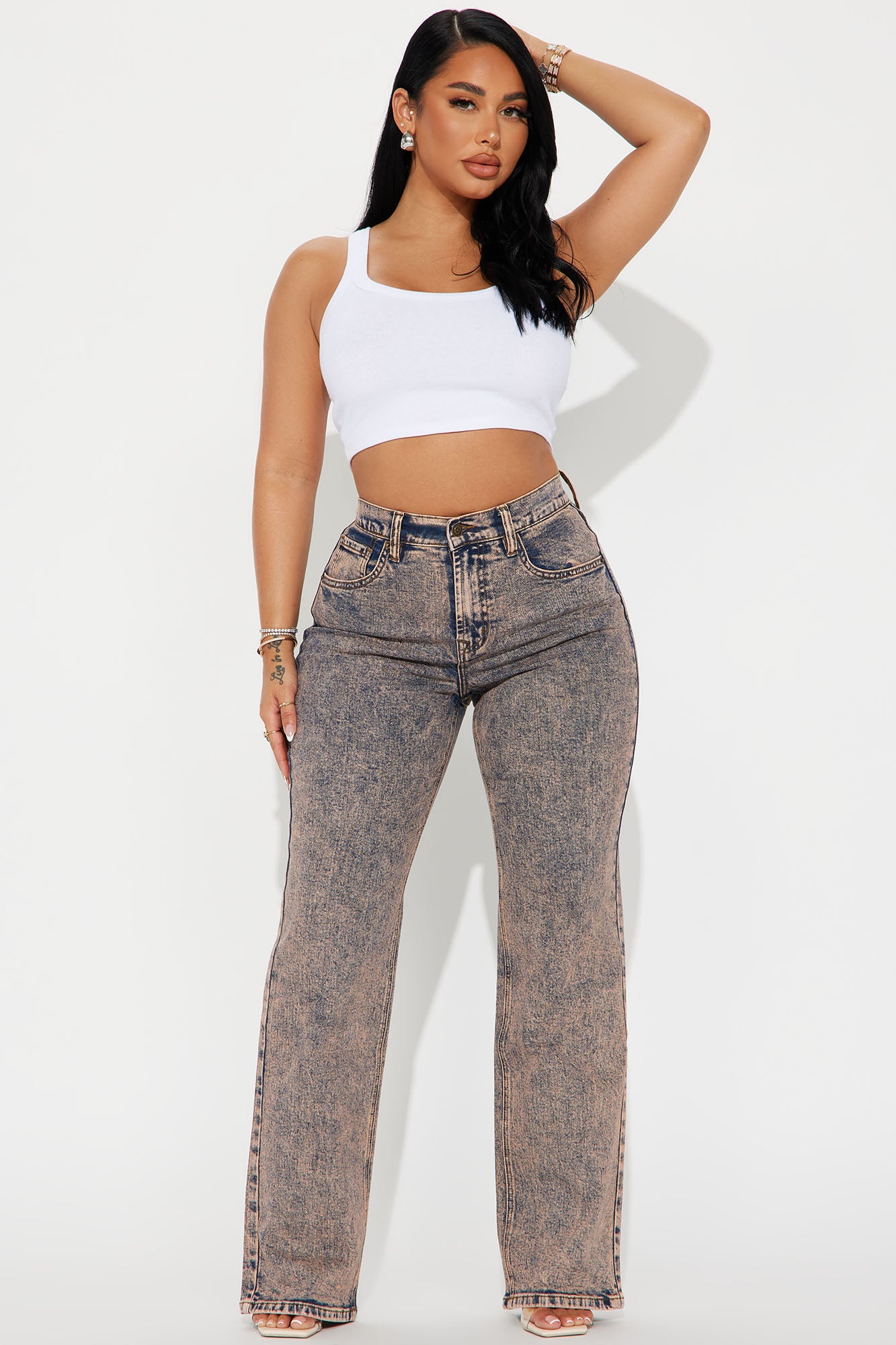 Show You Off Acid Wash Stretch Straight Leg Jeans
