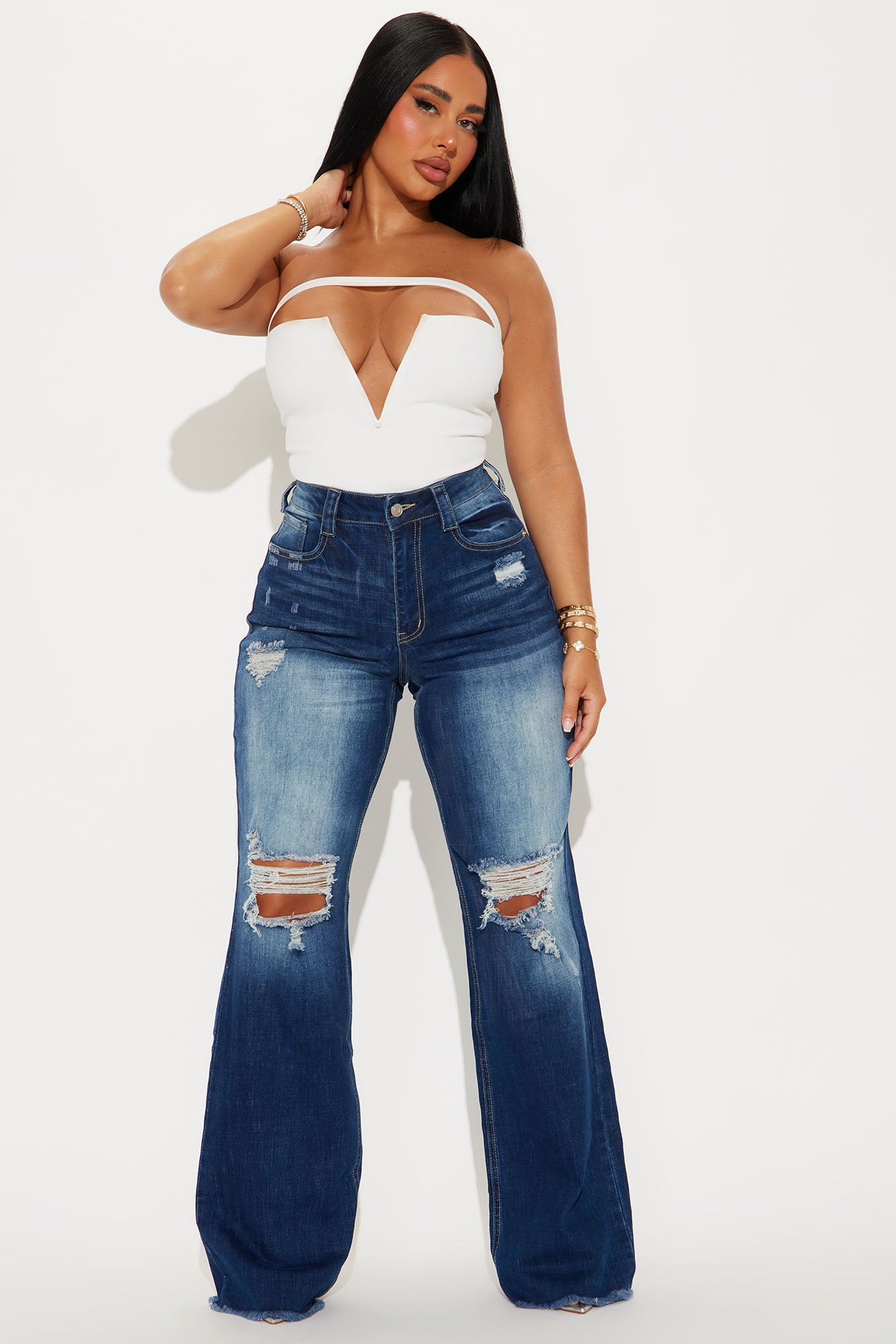 Coldwater Canyon Stretch Ripped Wide Leg Jeans