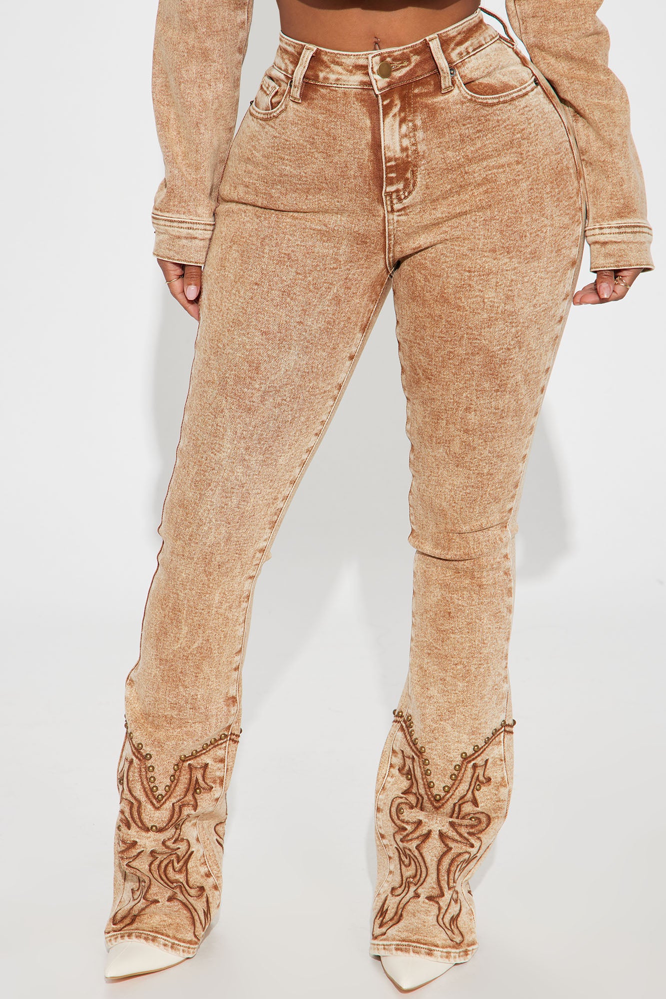 Letting It Ride Stretch Embellished Flare Jeans