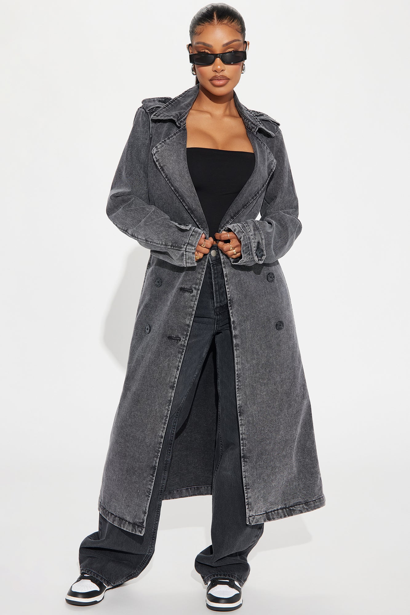 Can't Blame Me Washed Denim Trench