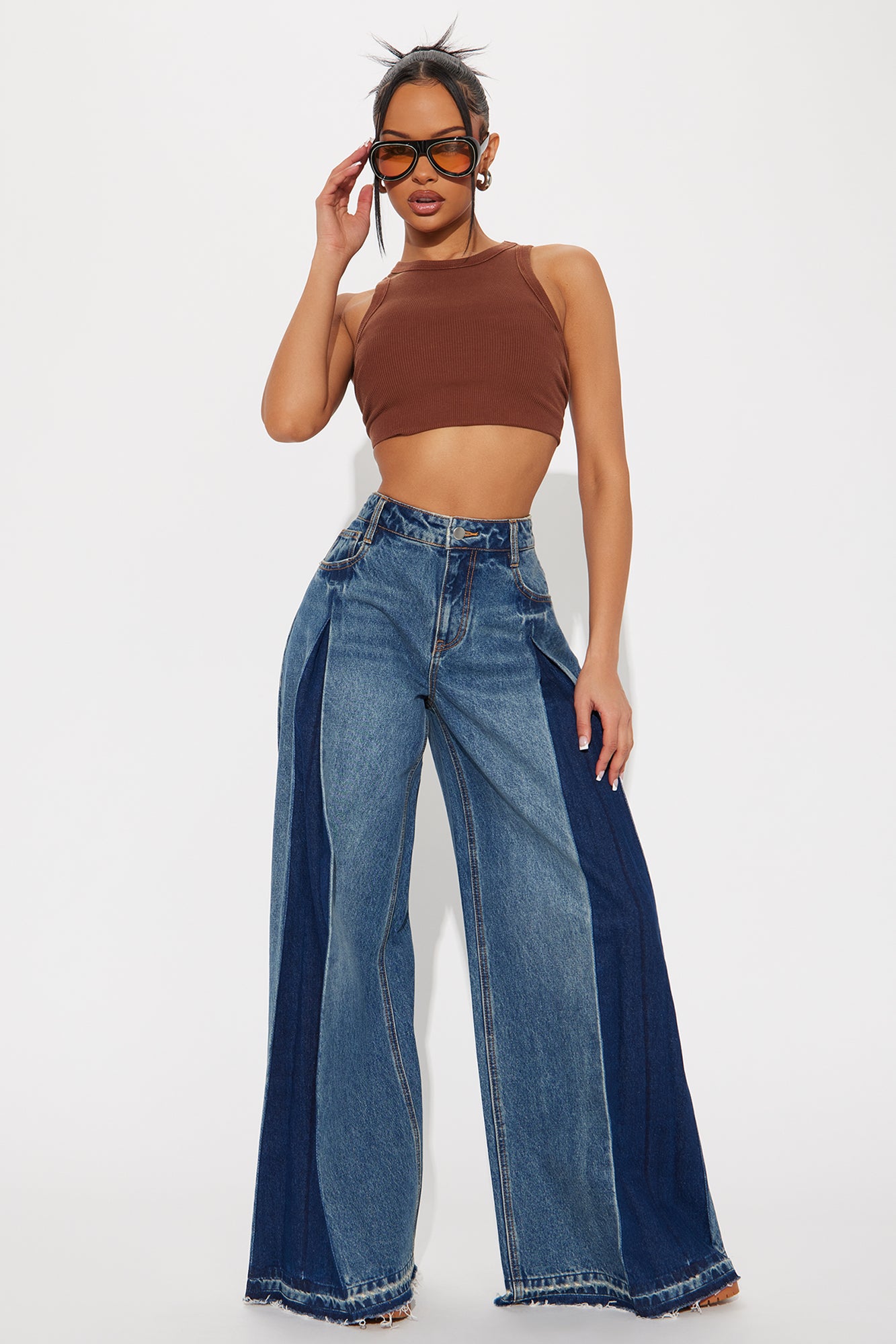 Know You Best Two Tone Wide Leg Jeans
