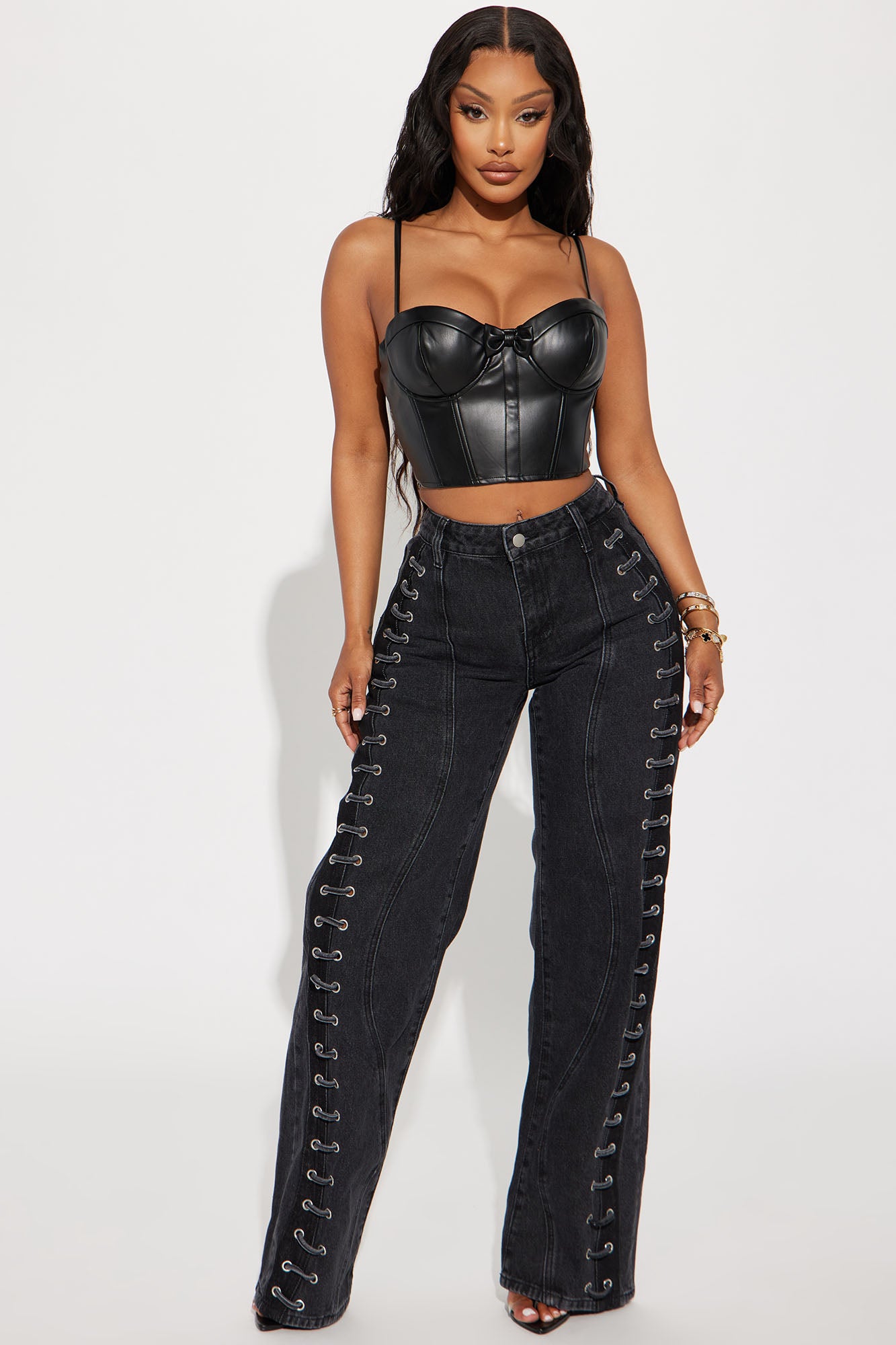 Mind Games Lace Up Non Stretch Straight Leg Jean