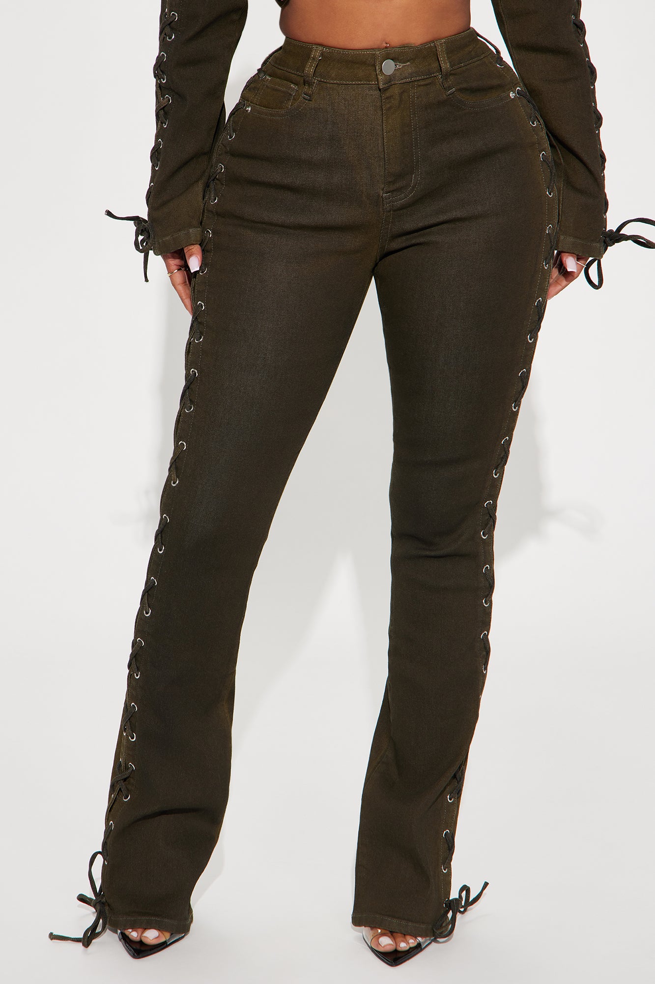 Take Notes Lace Up Stretch Bootcut Jeans