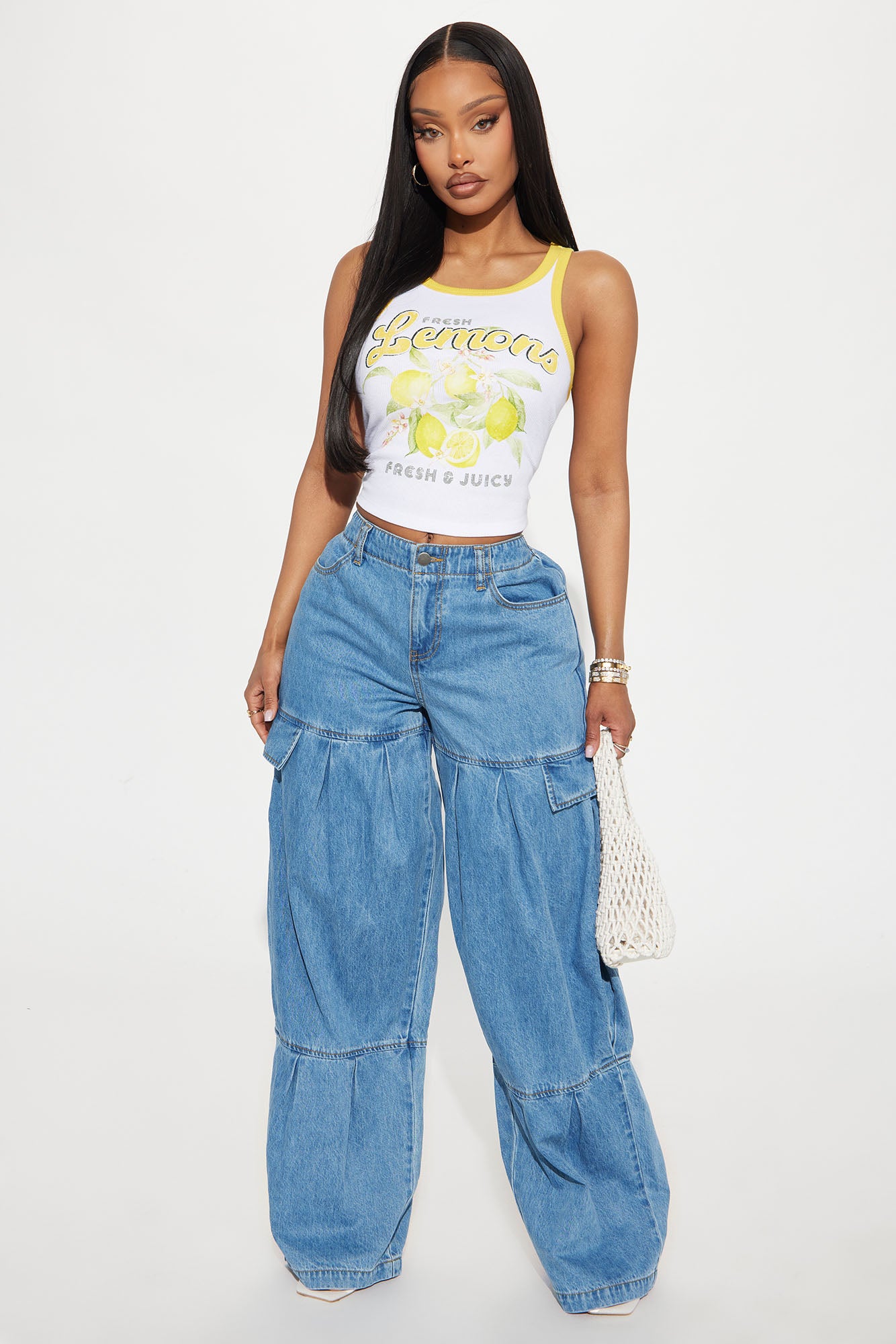 Caro  Elastic Waist Wide Leg Jeans