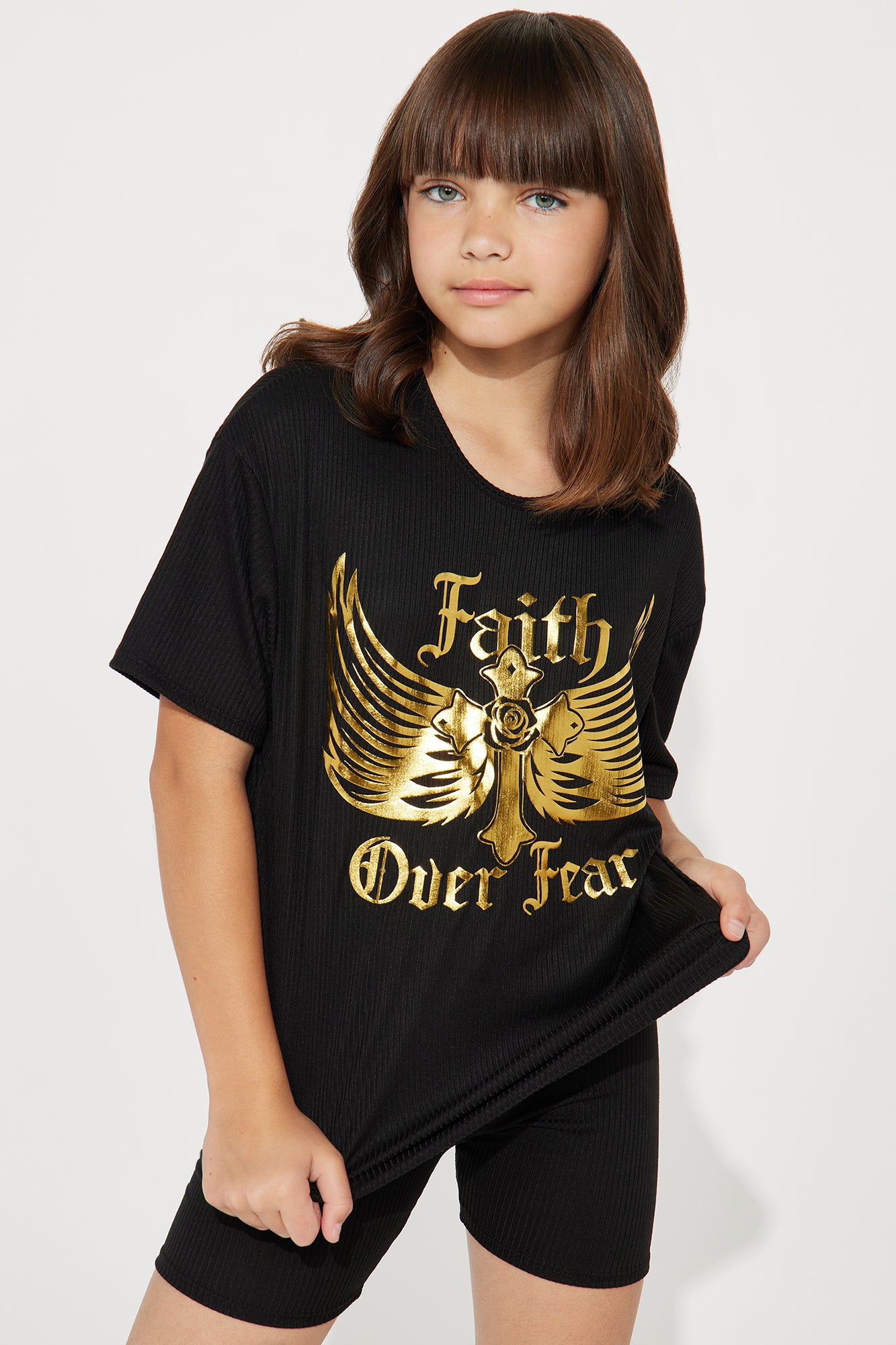 Mini Face Your Fears Biker Short Set