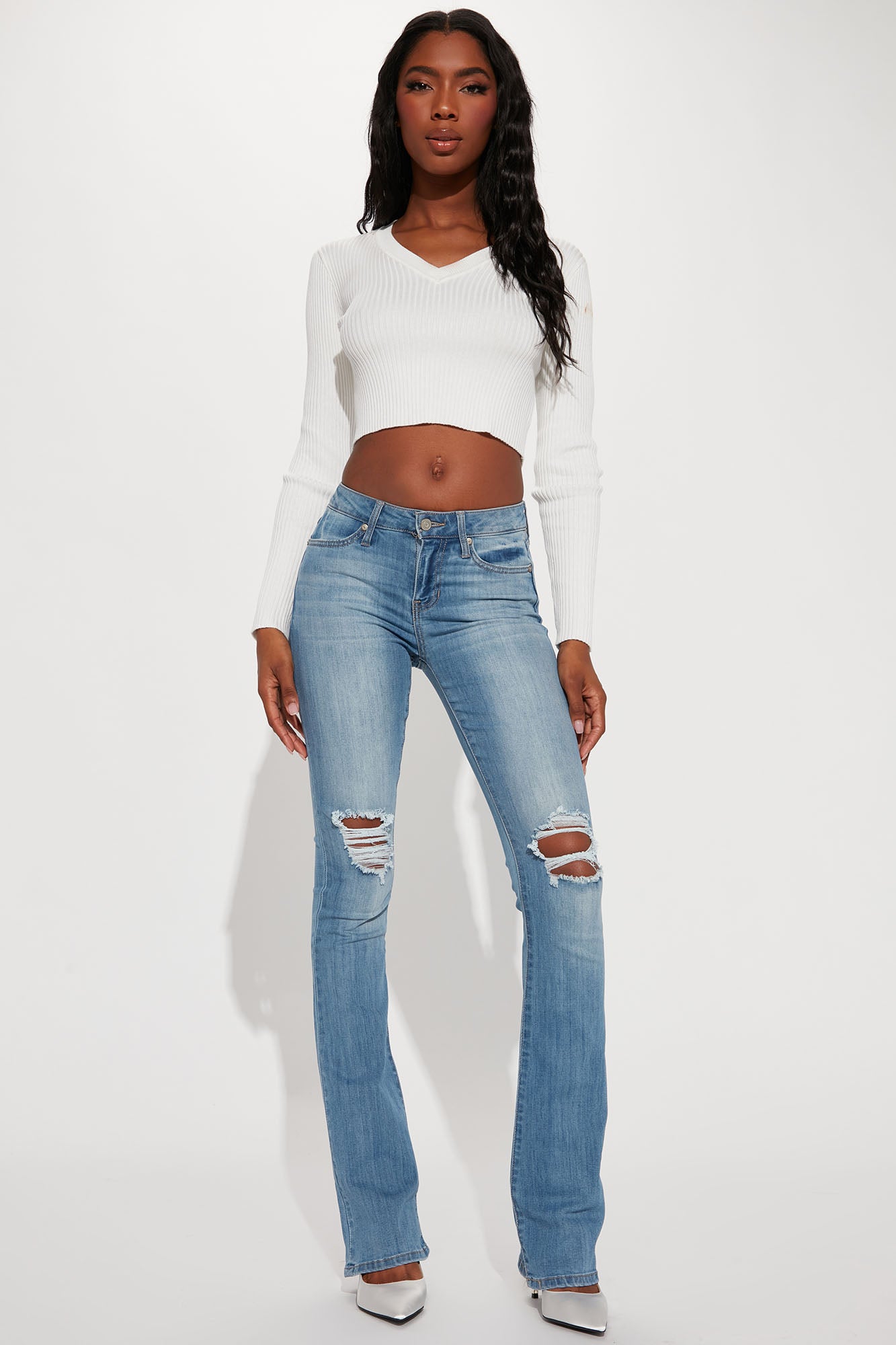 Tall Jessie Mid Rise Distressed Bootcut Jean
