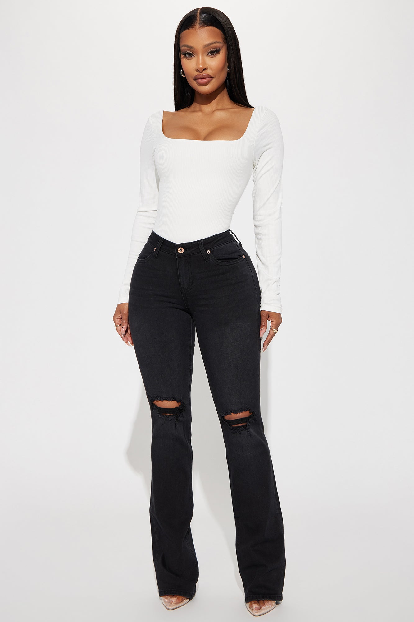 Jessie Mid Rise Distressed Bootcut Jean
