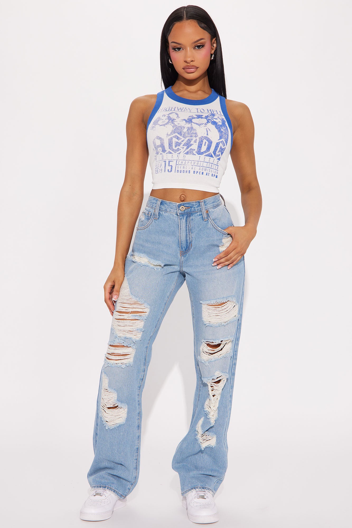 Up To Something Ripped Non Stretch Straight Leg Jean