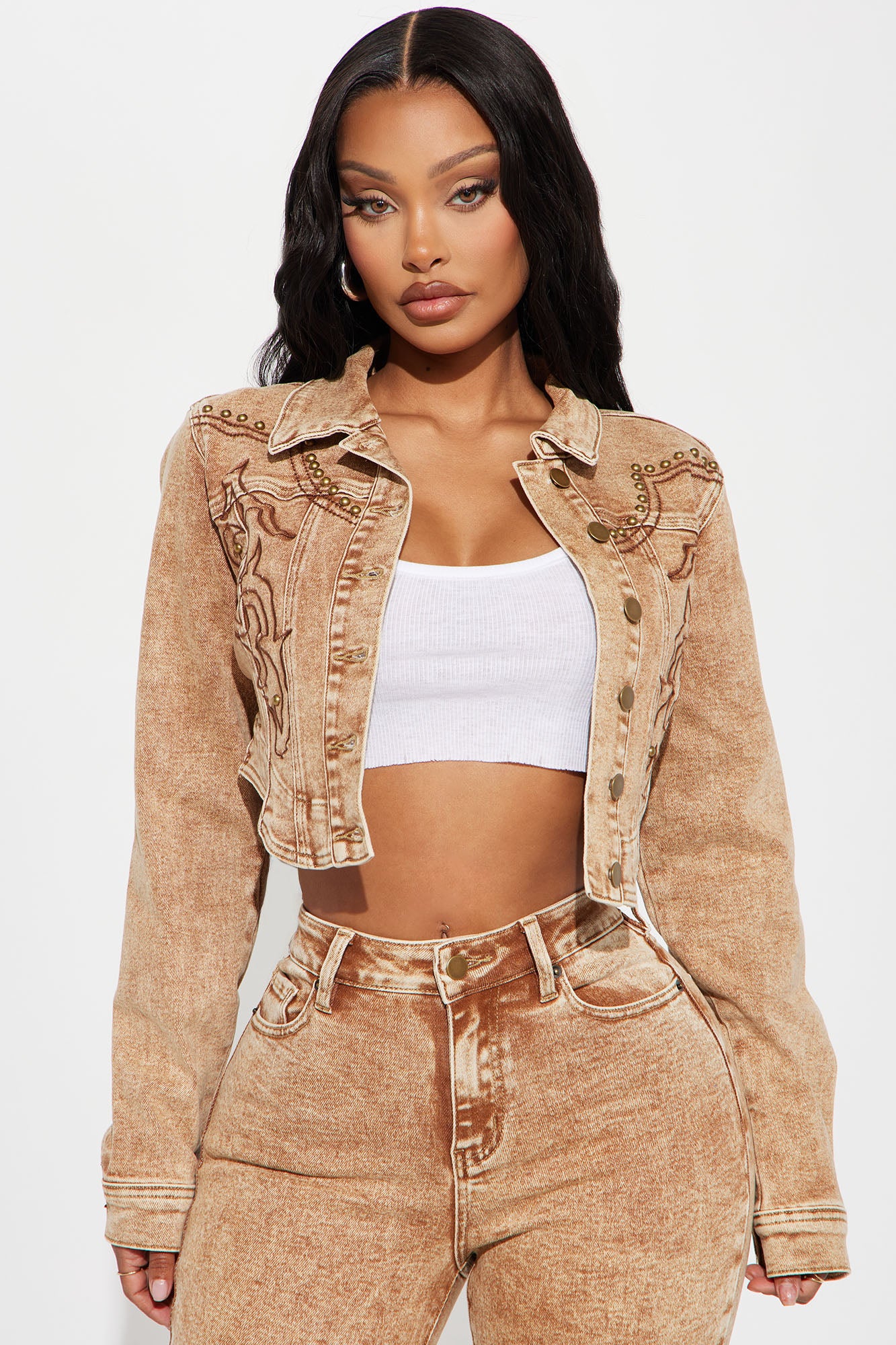 Letting It Ride Embellished Stretch Denim Jacket