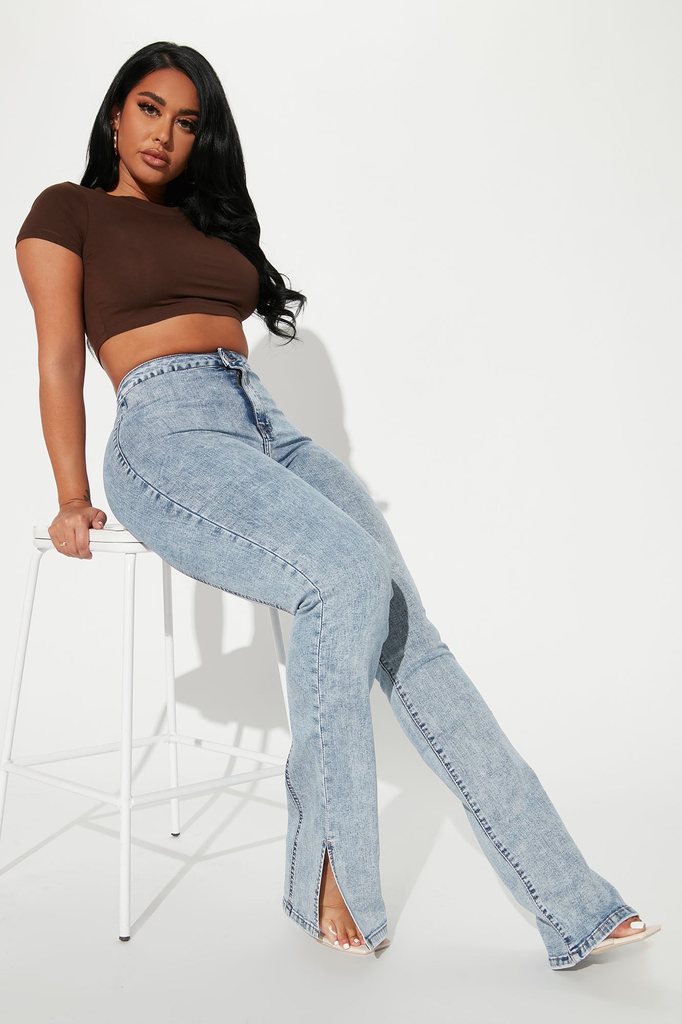 Side Slit Stretch Slim Bootcut Jeans