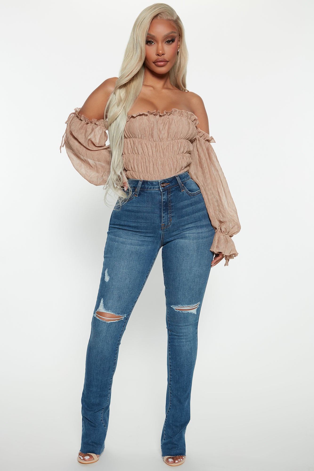 Best Stretch Ripped High Rise Bootcut Jeans