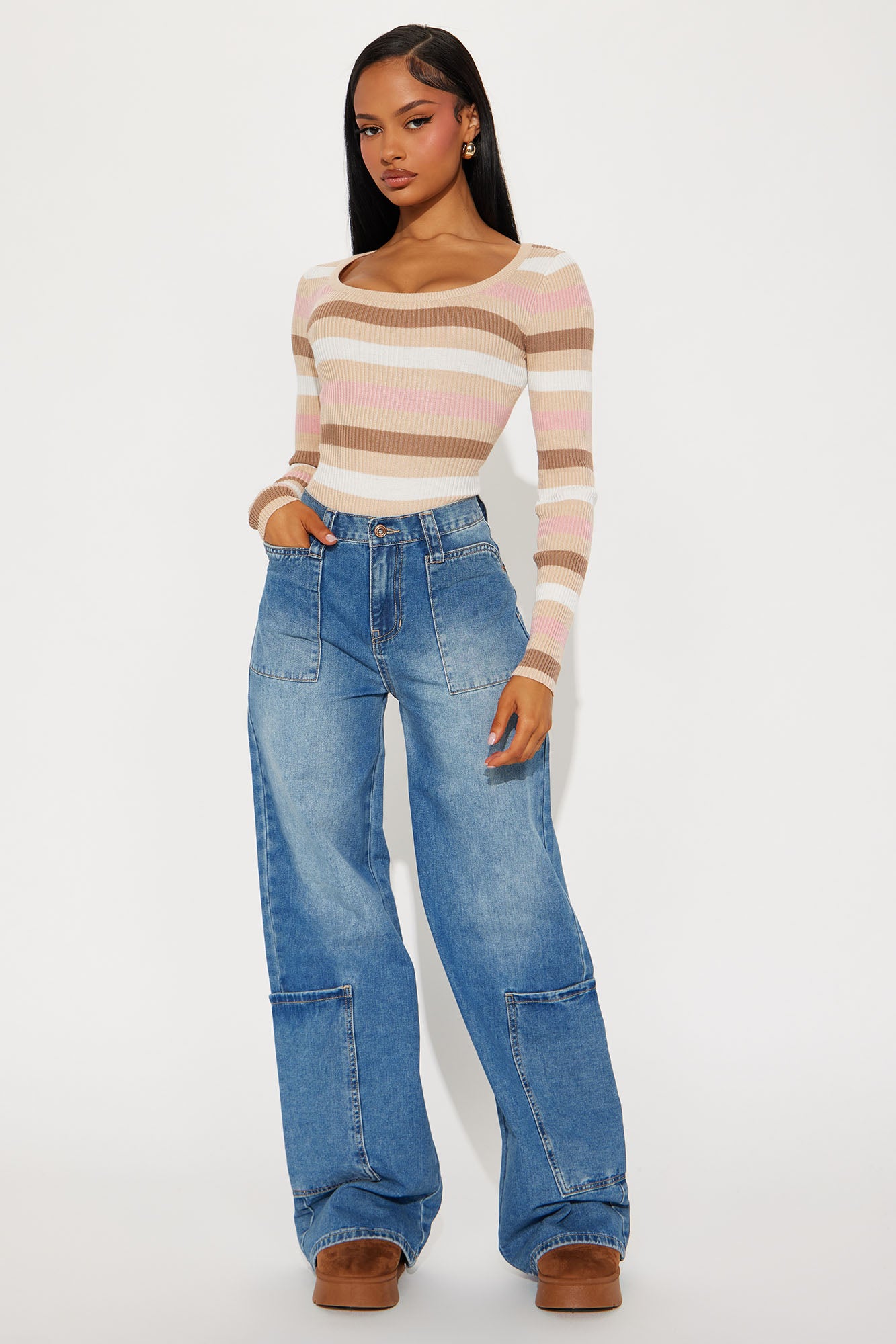 Press Rewind Cargo Pocket Straight Leg Jeans