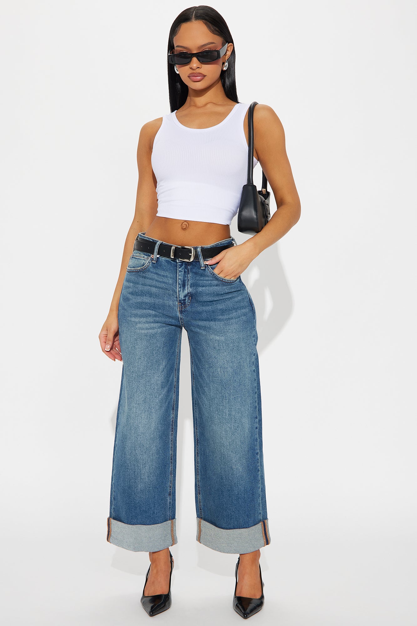 Miranda Cuffed Wide Leg Crop Jean