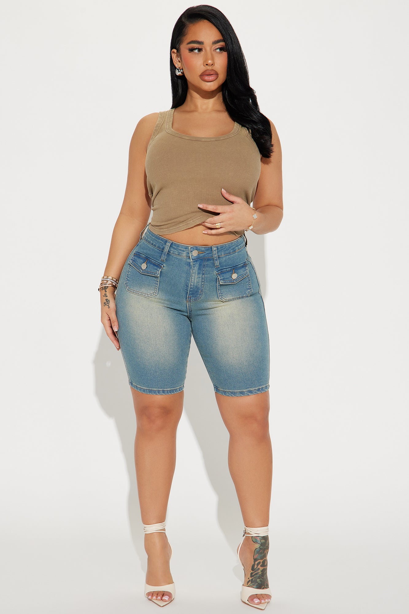Shocker Tinted Stretch Denim Bermuda Shorts
