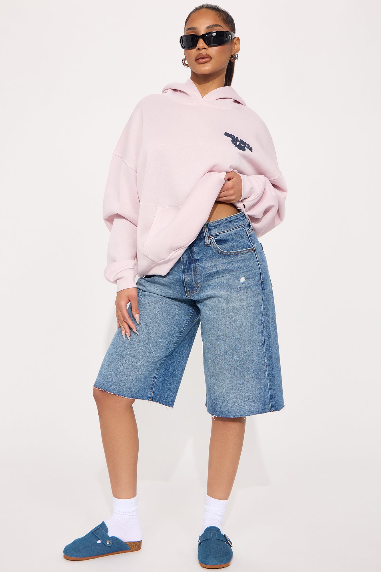 Go On Your Way Stretch Baggy Denim Shorts