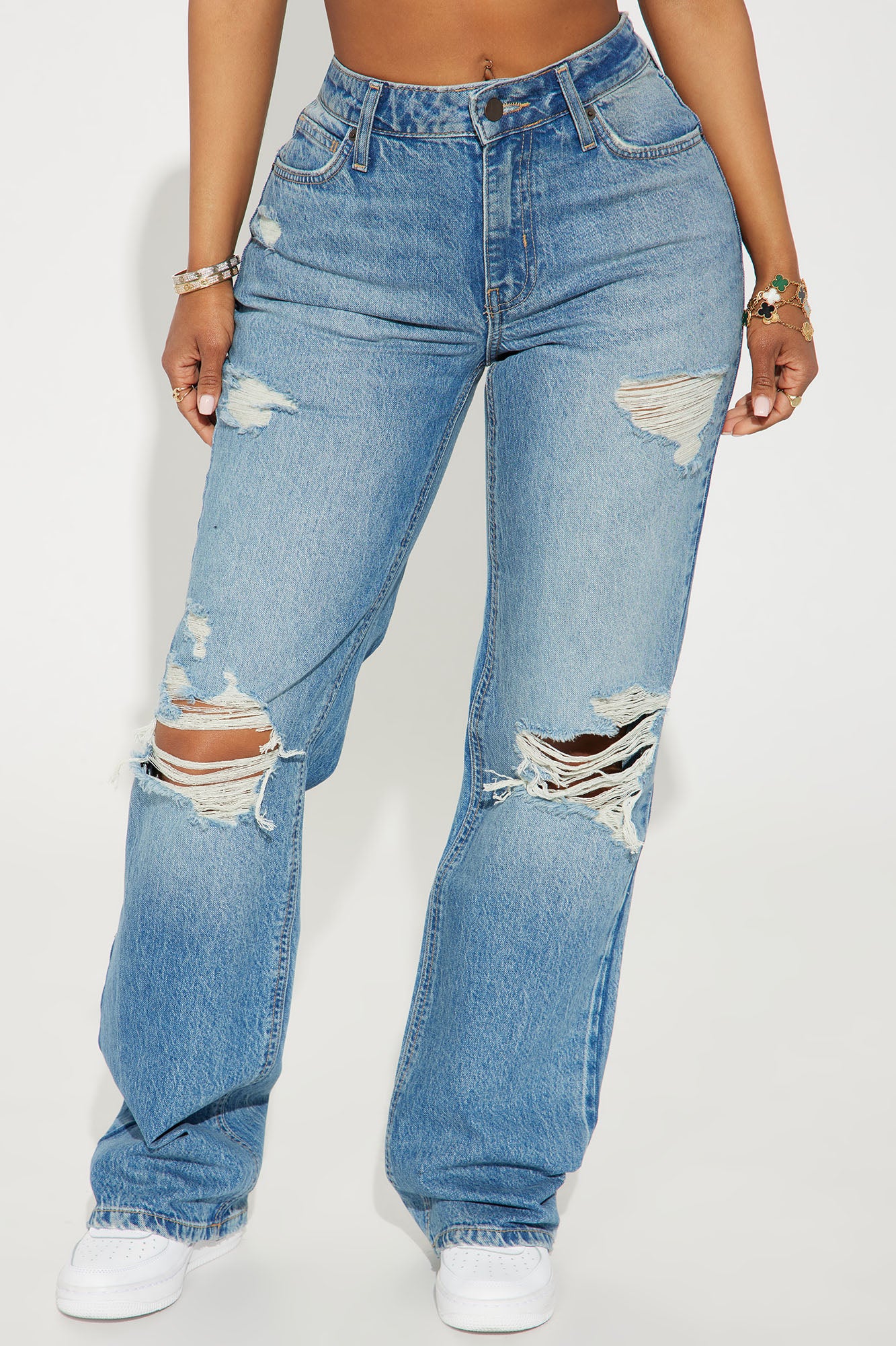 Unbothered Queen Ripped Straight Leg Jeans
