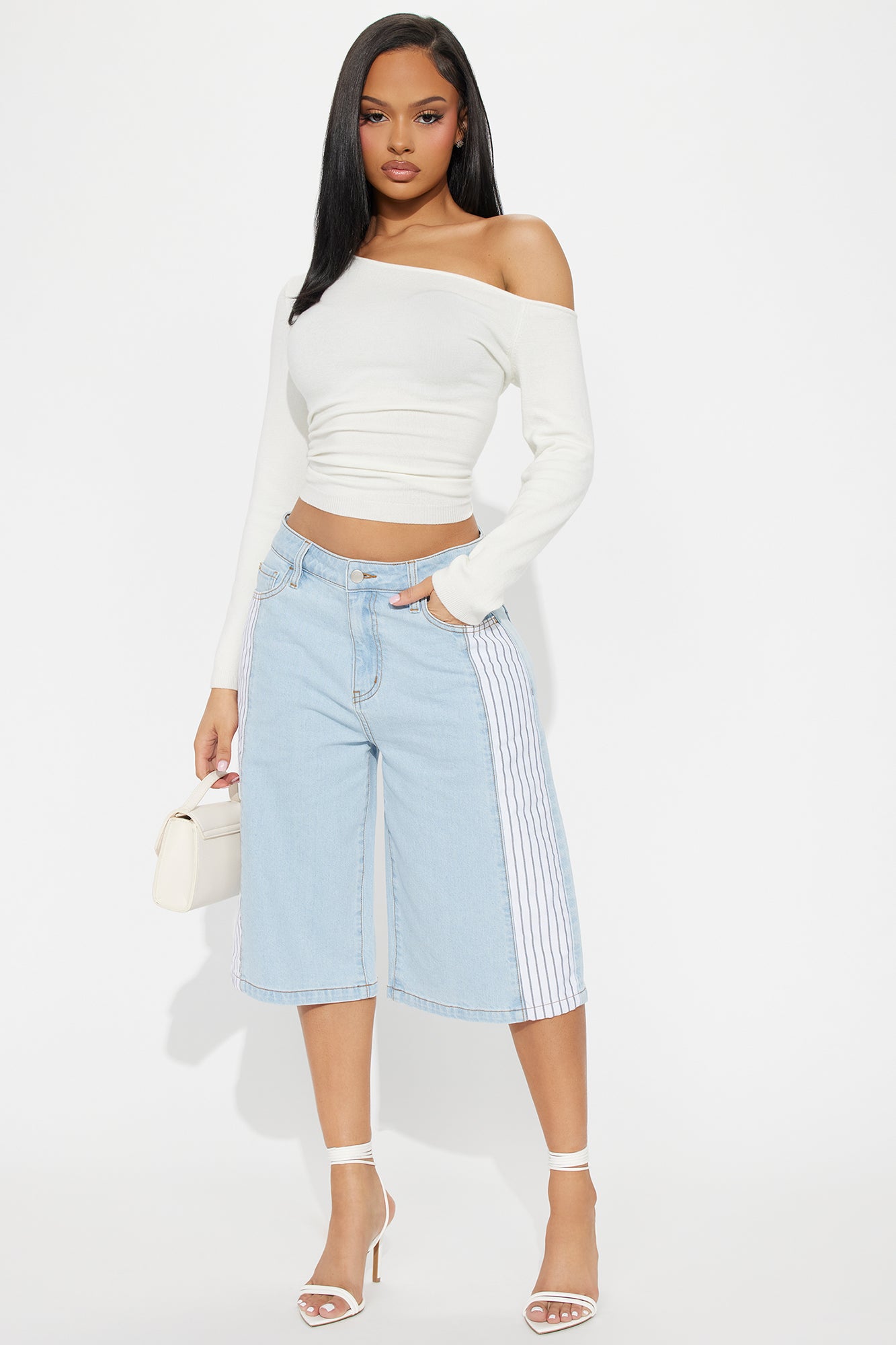 Xandi Non Stretch Stripe Denim Jorts