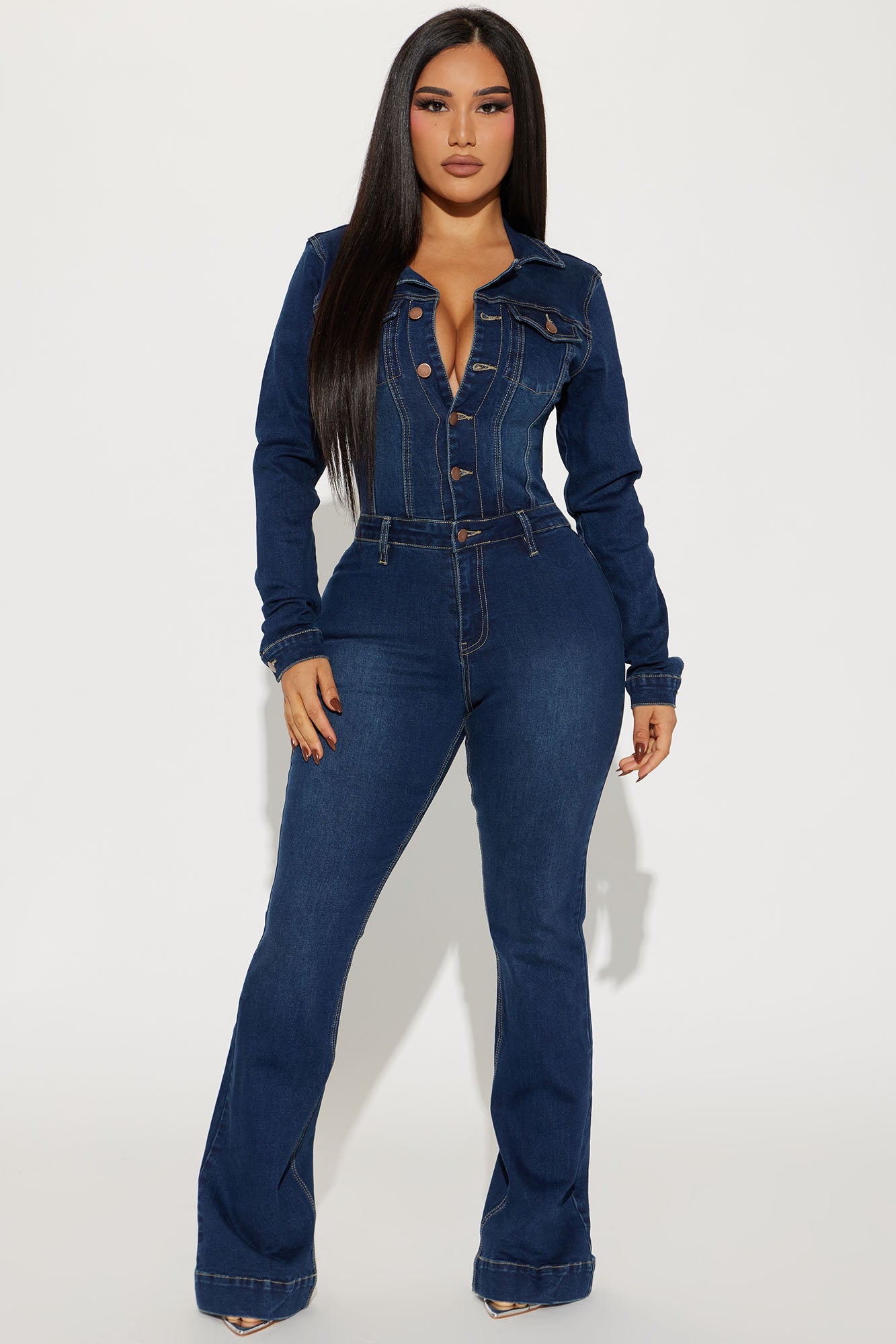 Day Dreaming Long Sleeve Denim Jumpsuit