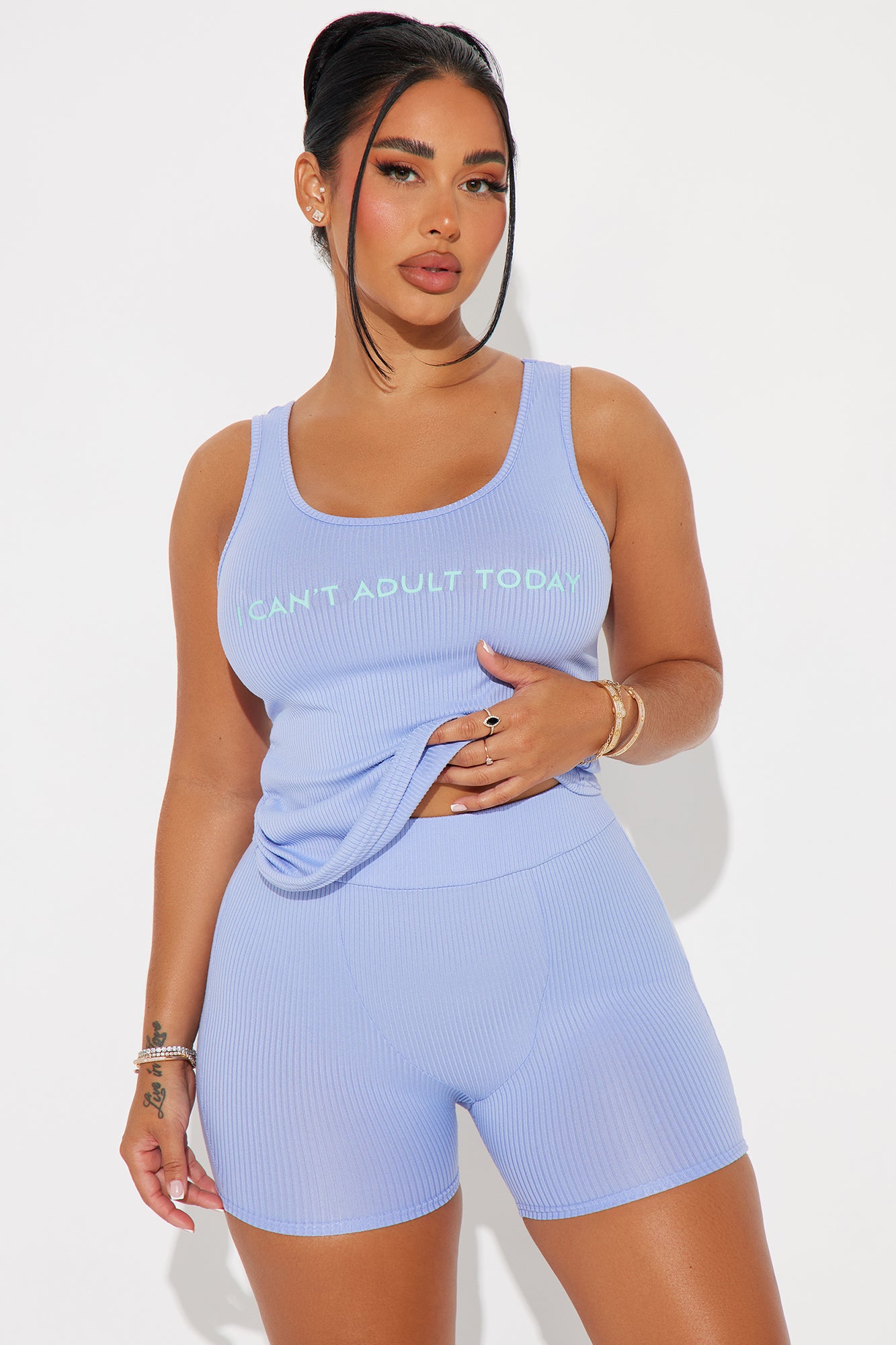 Not Today Ribbed PJ Boxer Short Set
