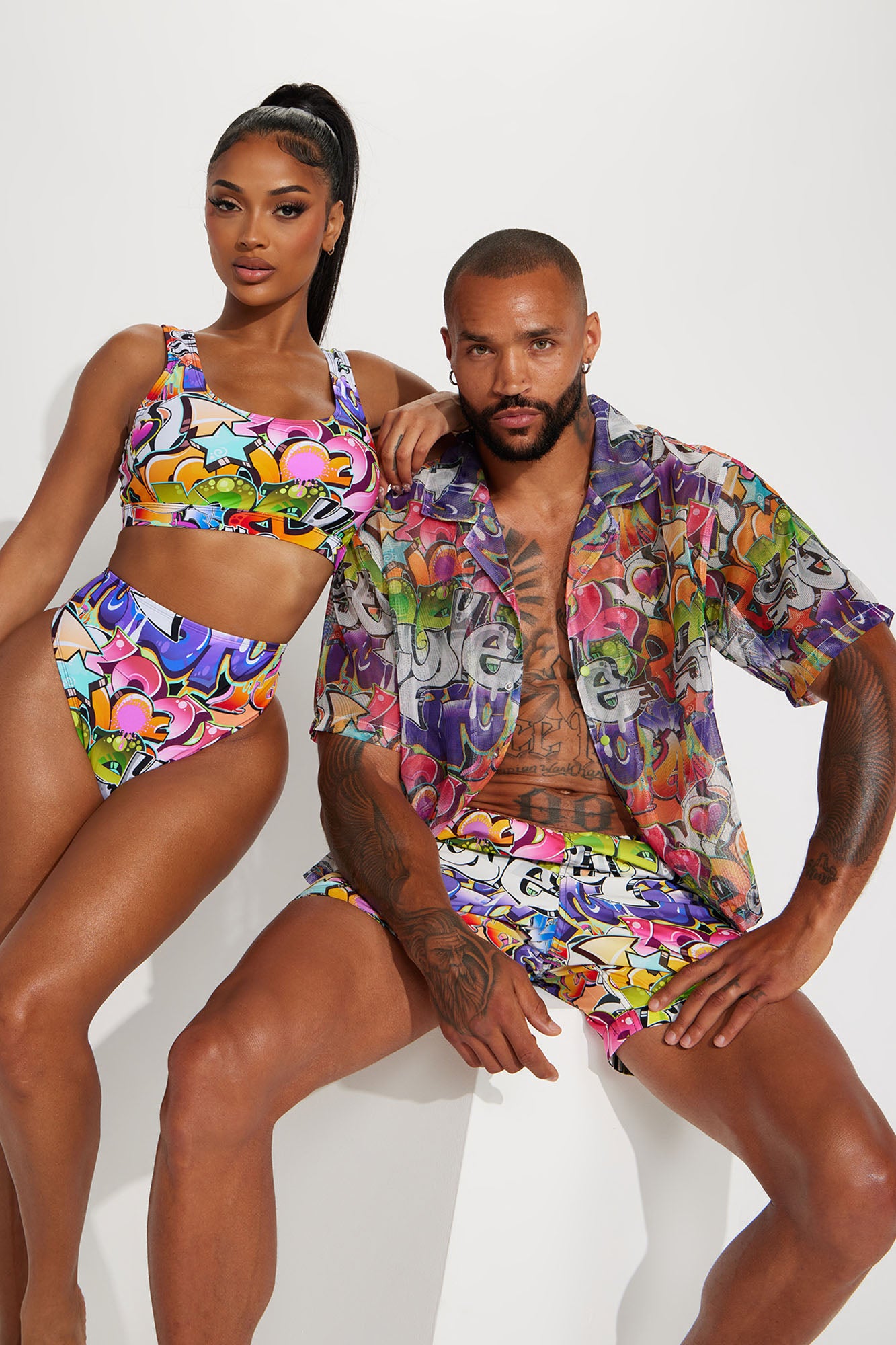 All That Graffiti High Rise 2 Piece Bikini