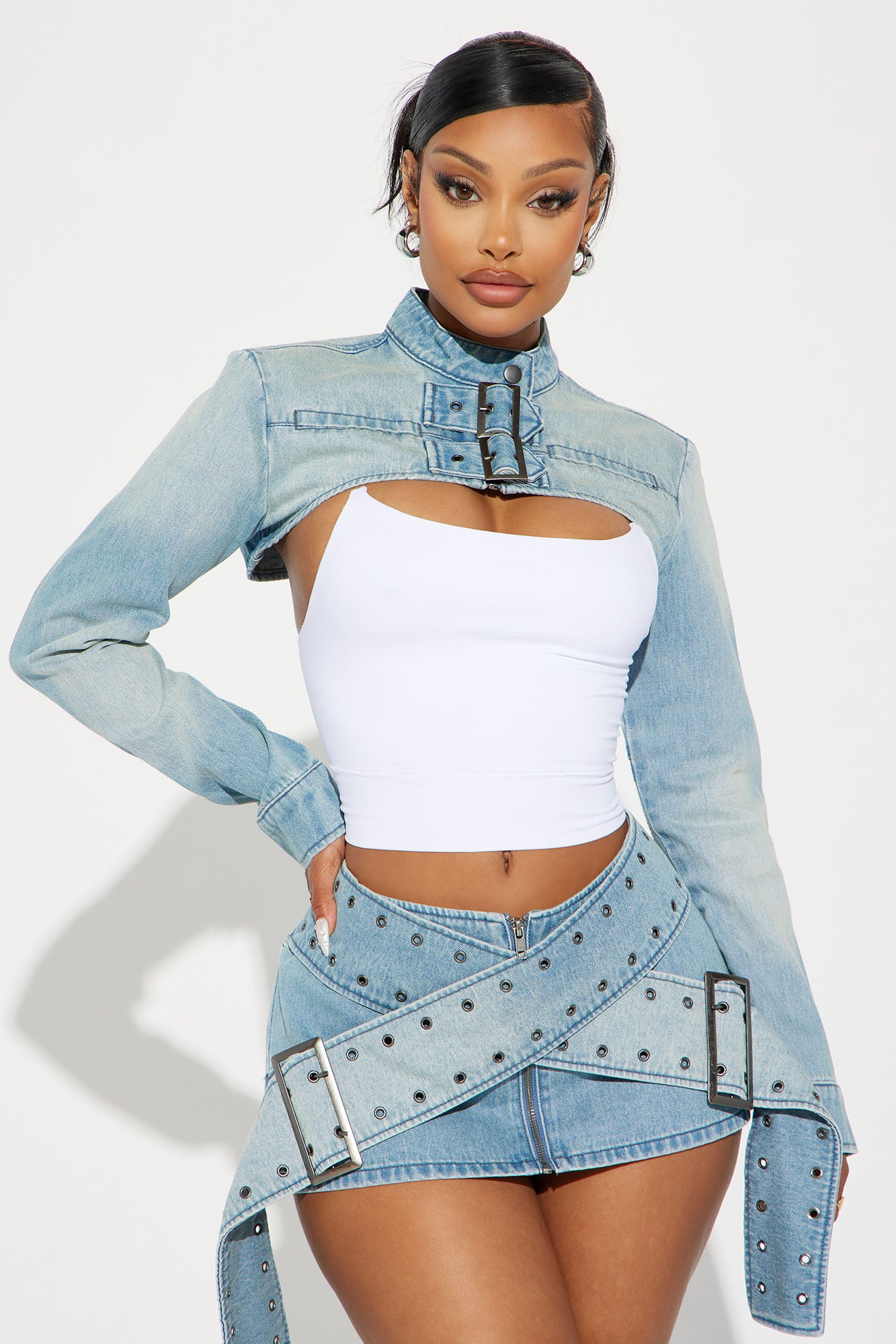 Melody Denim Micro Mini Skirt Set
